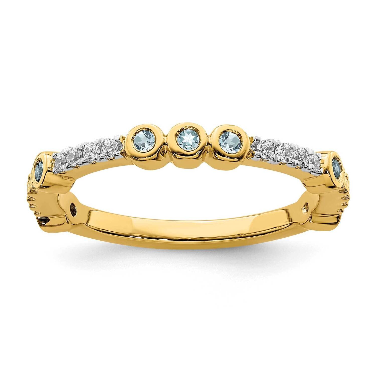 Aquamarine & Diamond Ring 14k Gold SK2066