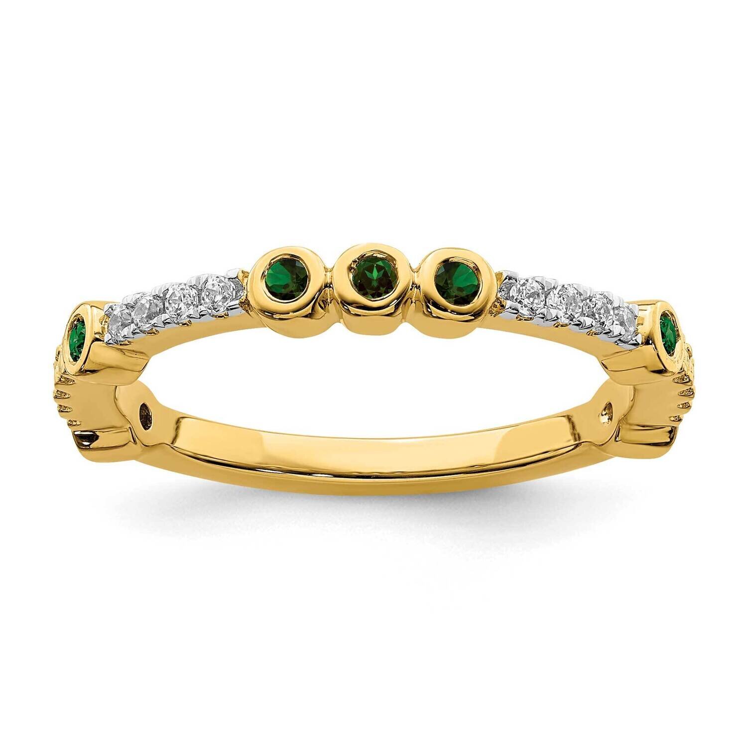 Created Emerald &amp; Diamond Ring 14k Gold SK2068, MPN: SK2068, 191101214257