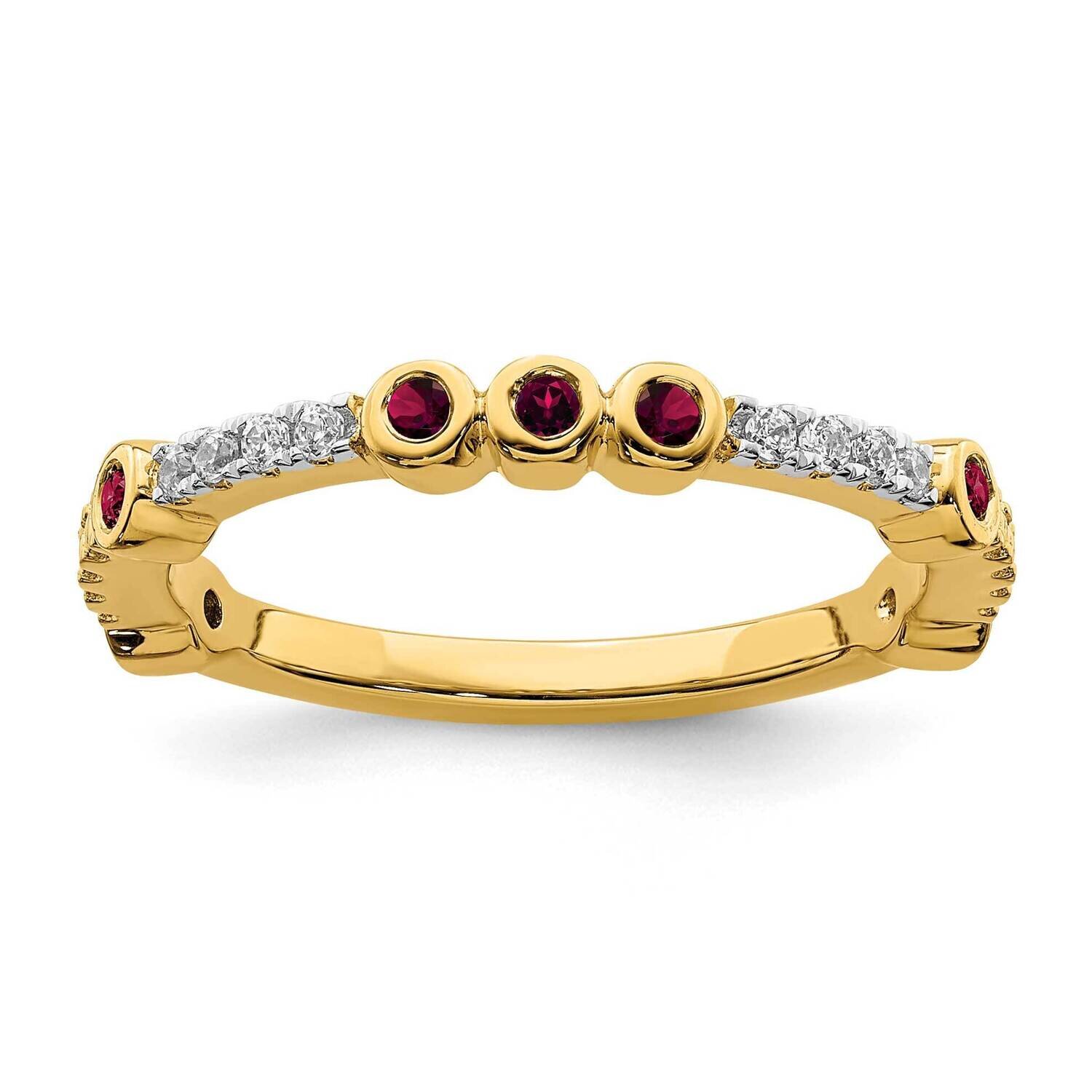 Created Ruby &amp; Diamond Ring 14k Gold SK2070, MPN: SK2070, 191101214356