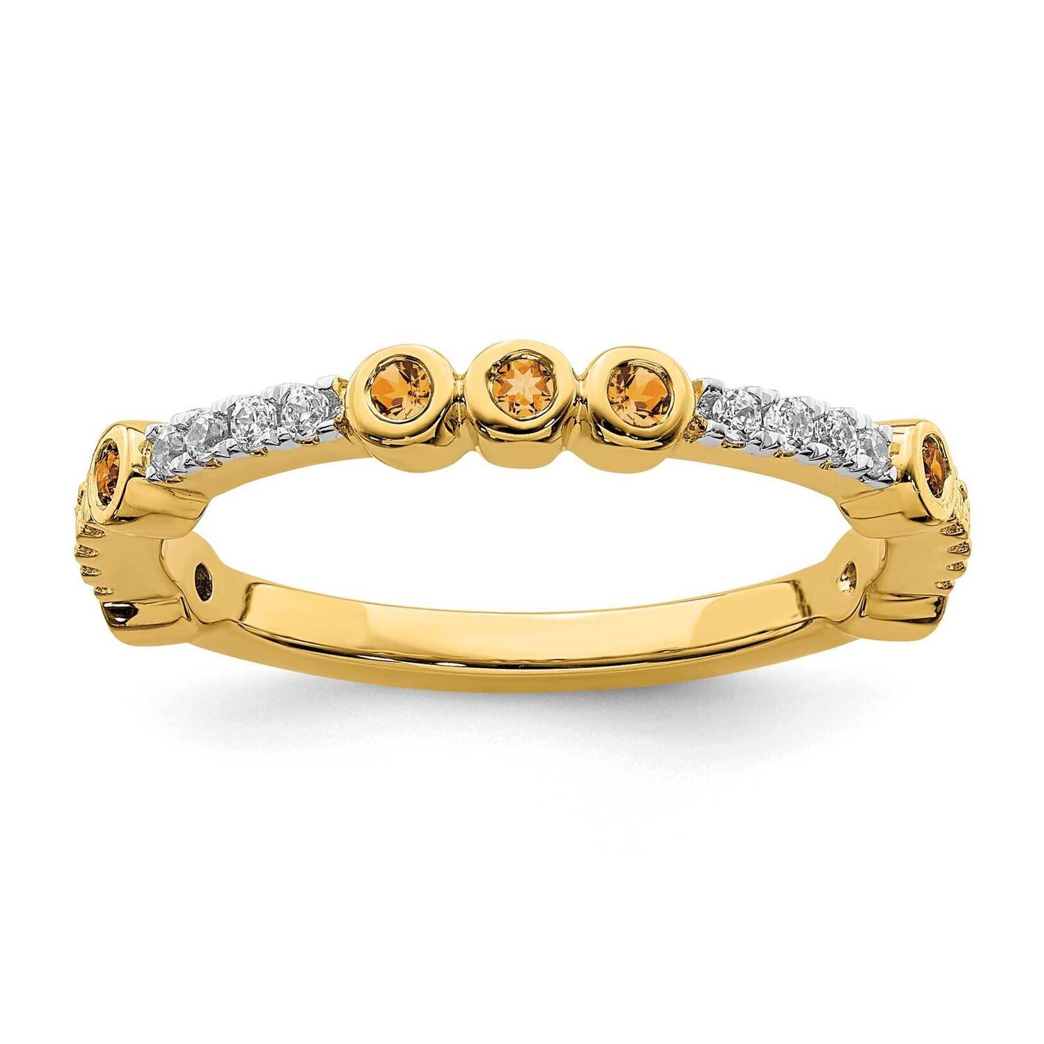 Citrine &amp; Diamond Ring 14k Gold SK2074, MPN: SK2074, 191101214493