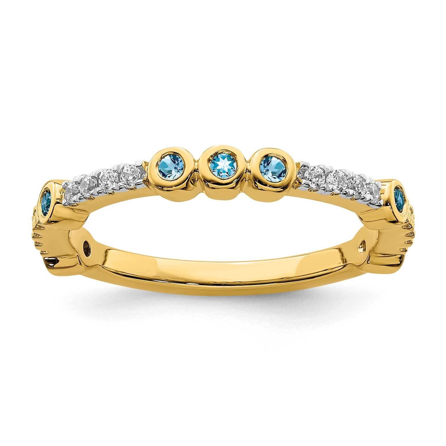 Blue Topaz &amp; Diamond Ring 14k Gold SK2075, MPN: SK2075, 191101214554