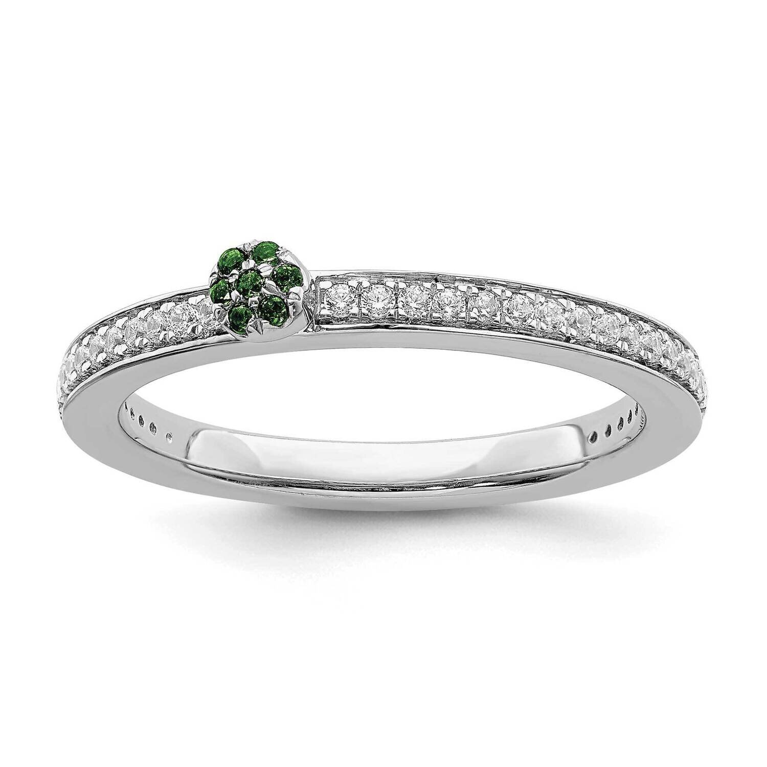 Created Emerald &amp; Diamond Ring 14k White Gold SK2080, MPN: SK2080, 191101298165