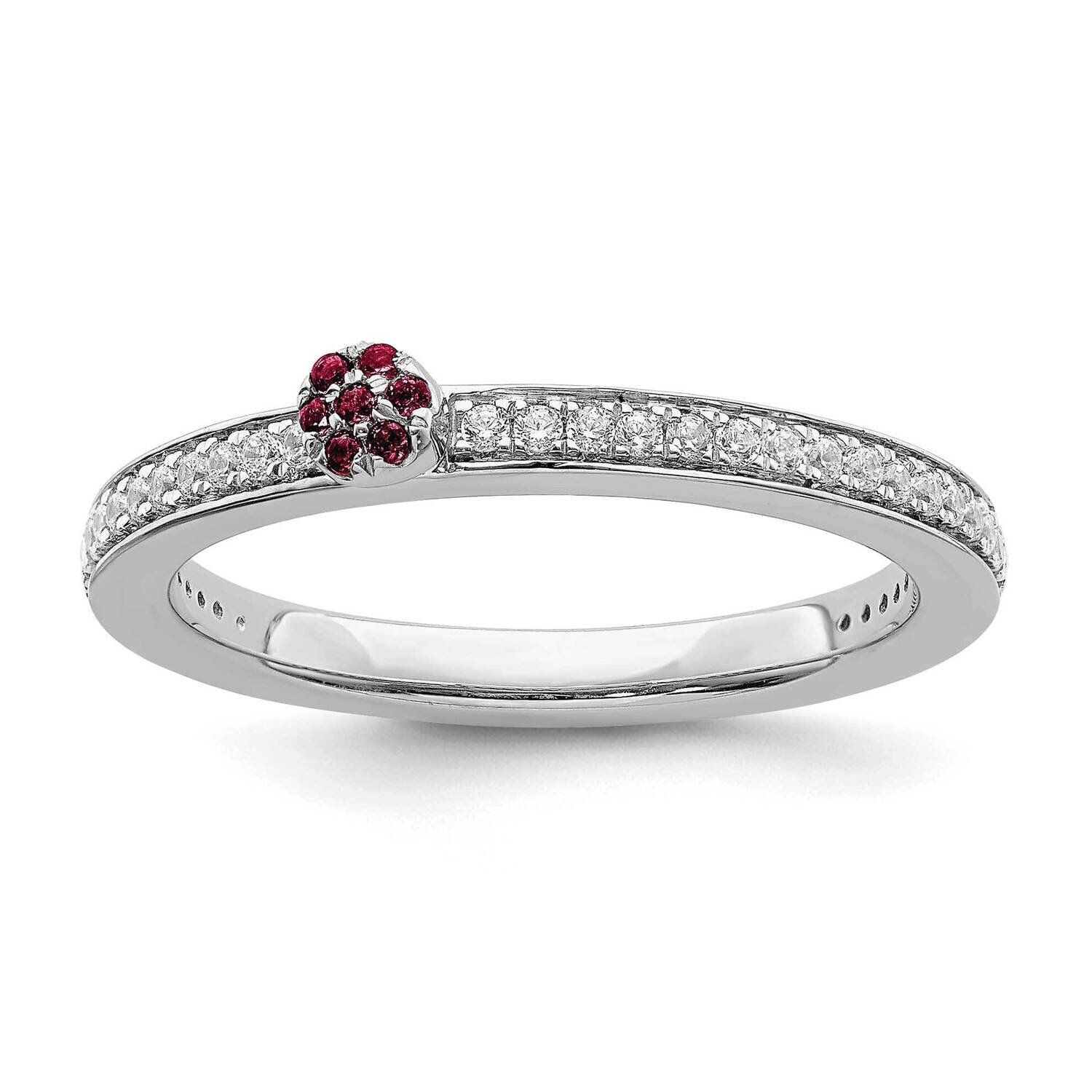 Created Ruby &amp; Diamond Ring 14k White Gold SK2082, MPN: SK2082, 191101298240