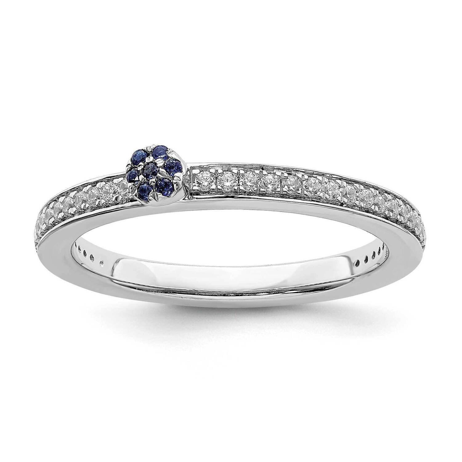 Created Sapphire &amp; Dia. Ring 14k White Gold SK2084, MPN: SK2084, 191101298318