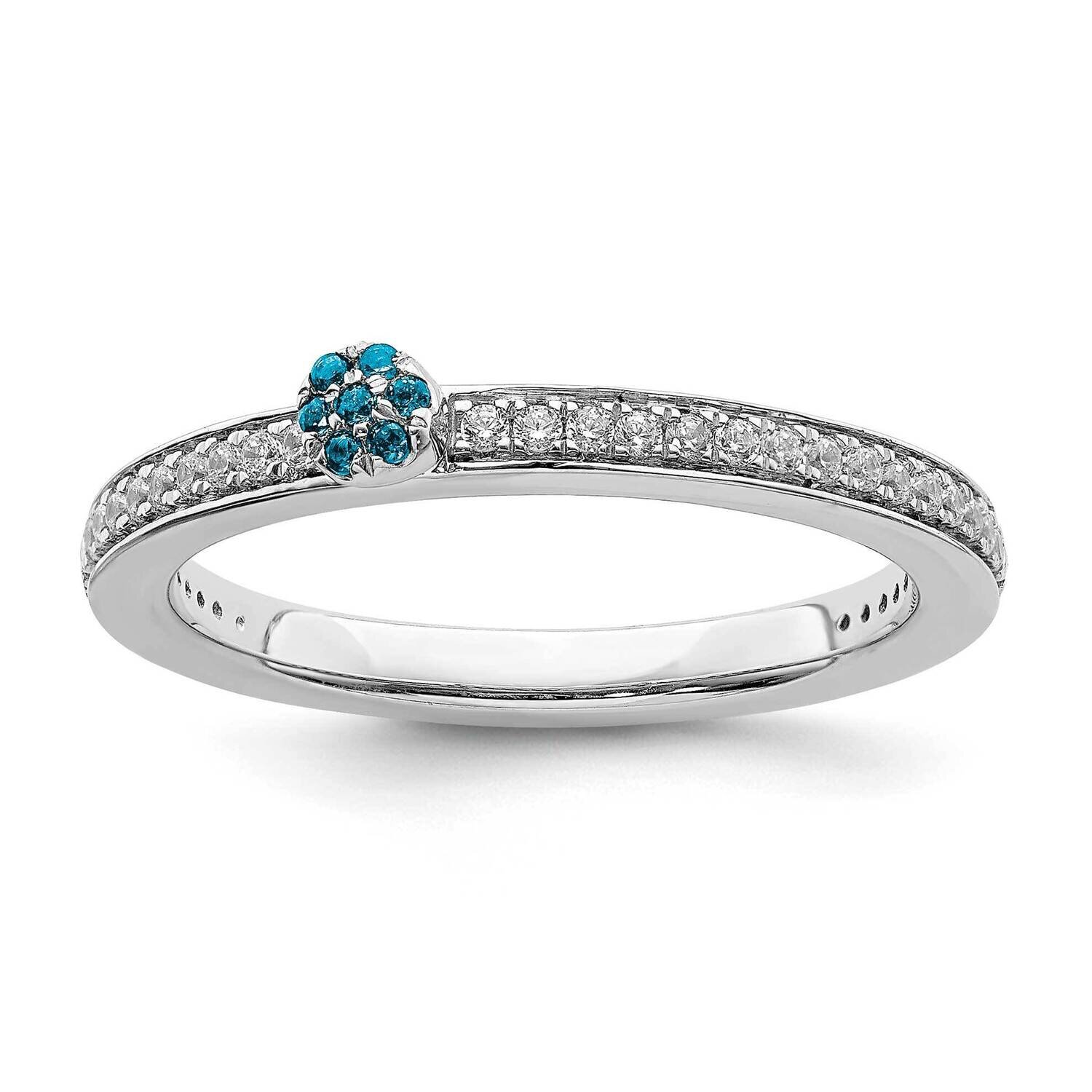 Blue Topaz &amp; Diamond Ring 14k White Gold SK2087, MPN: SK2087, 191101298431
