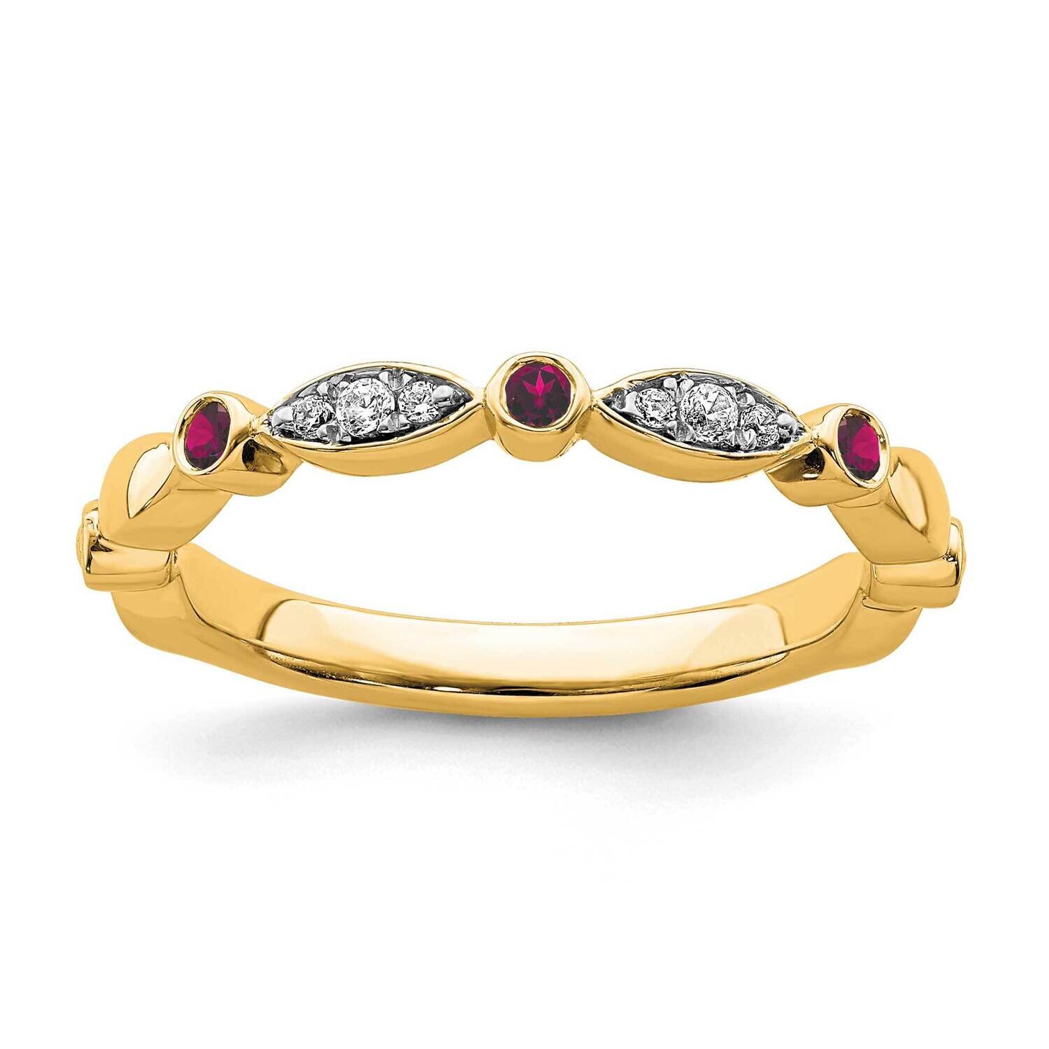 Created Ruby &amp; Diamond Ring 14k Gold SK2090, MPN: SK2090, 191101209208