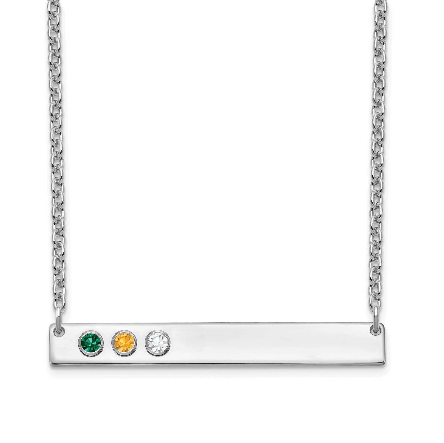 3 Birthstone Medium Bar Necklace Sterling Silver XNA1085/3SS