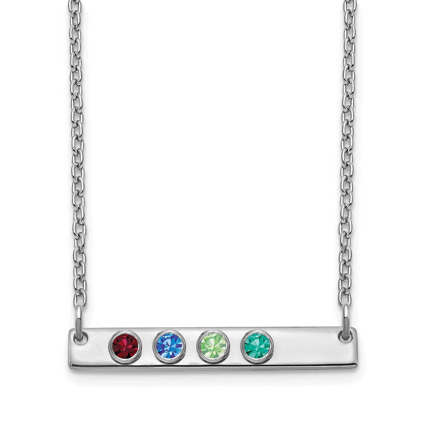 4 Birthstone Small Bar Necklace Sterling Silver XNA1086/4SS