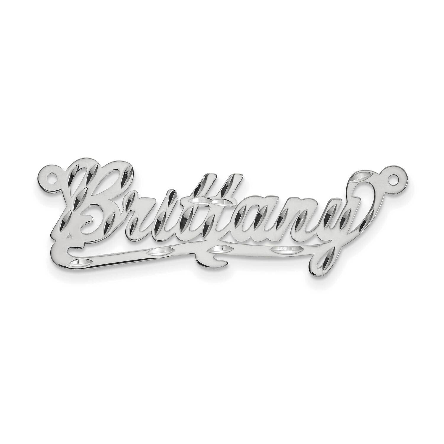 .027 Gauge Polished Diamond-cut Name Plate Sterling Silver Rhodium-plated XNA158SS