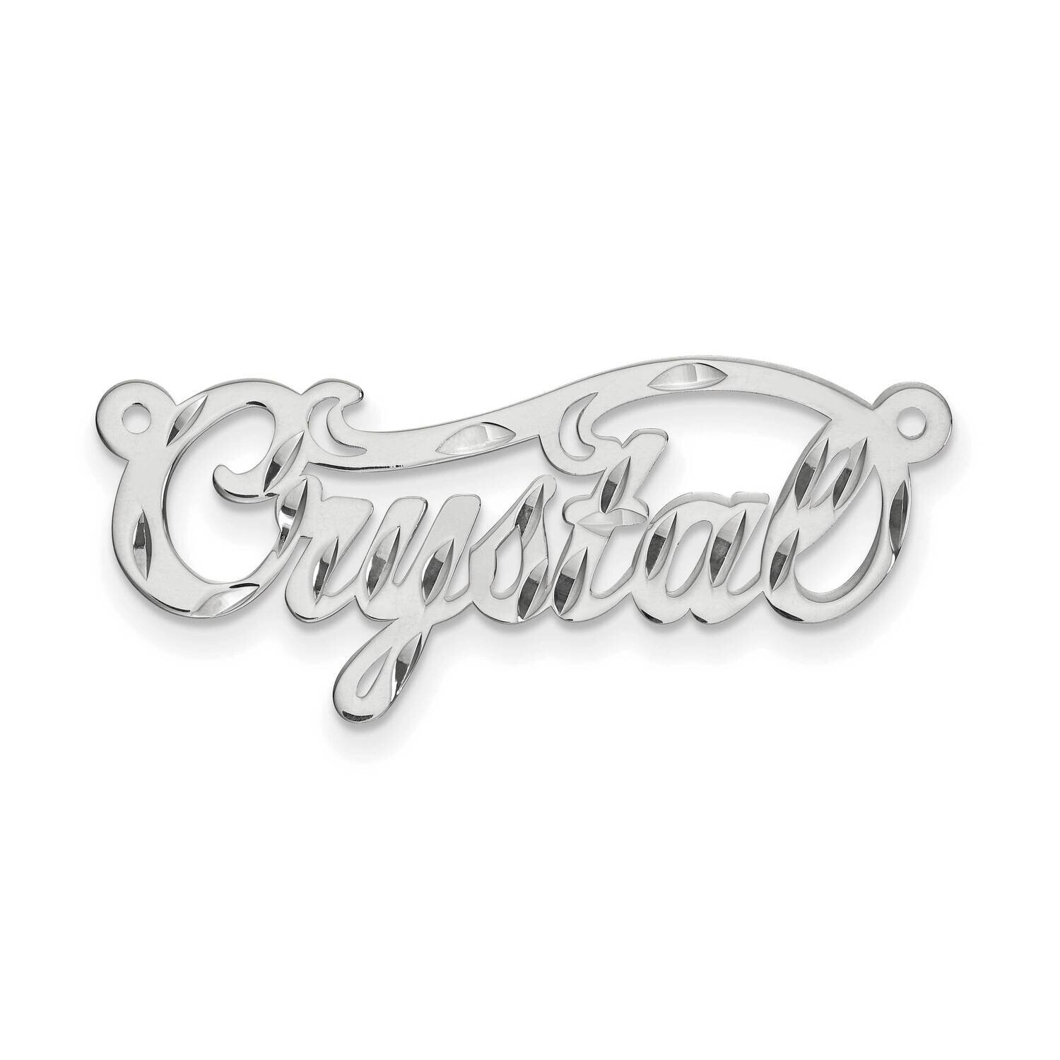 .027 Gauge Polished Diamond-cut Name Plate Sterling Silver Rhodium-plated XNA165SS