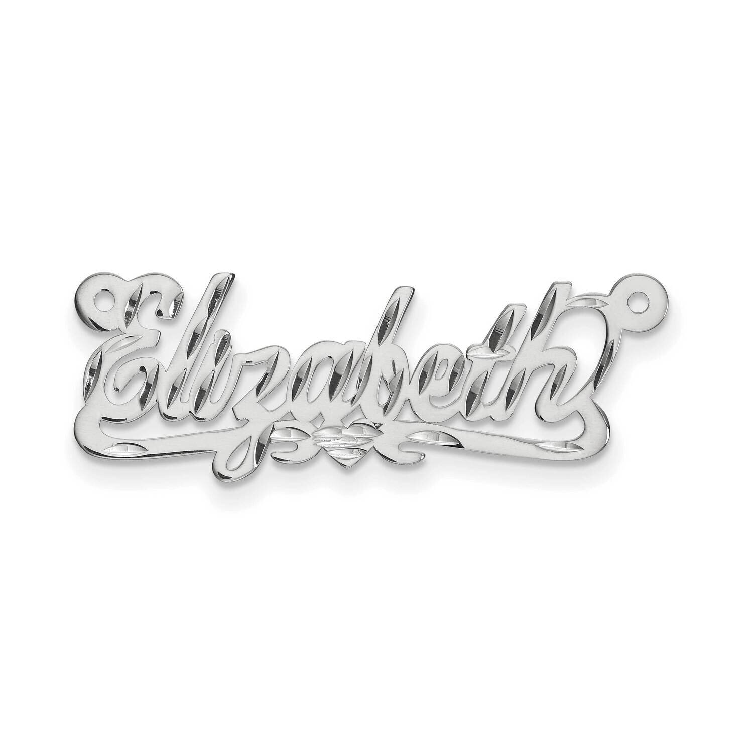 .027 Gauge Polished Diamond-cut Name Plate Sterling Silver Rhodium-plated XNA167SS