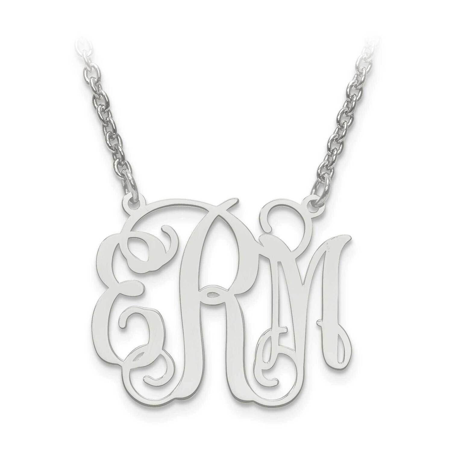 Monogram Plate with Chain 14k White Gold Laser Polished XNA534W, MPN: XNA534W, 886774579986