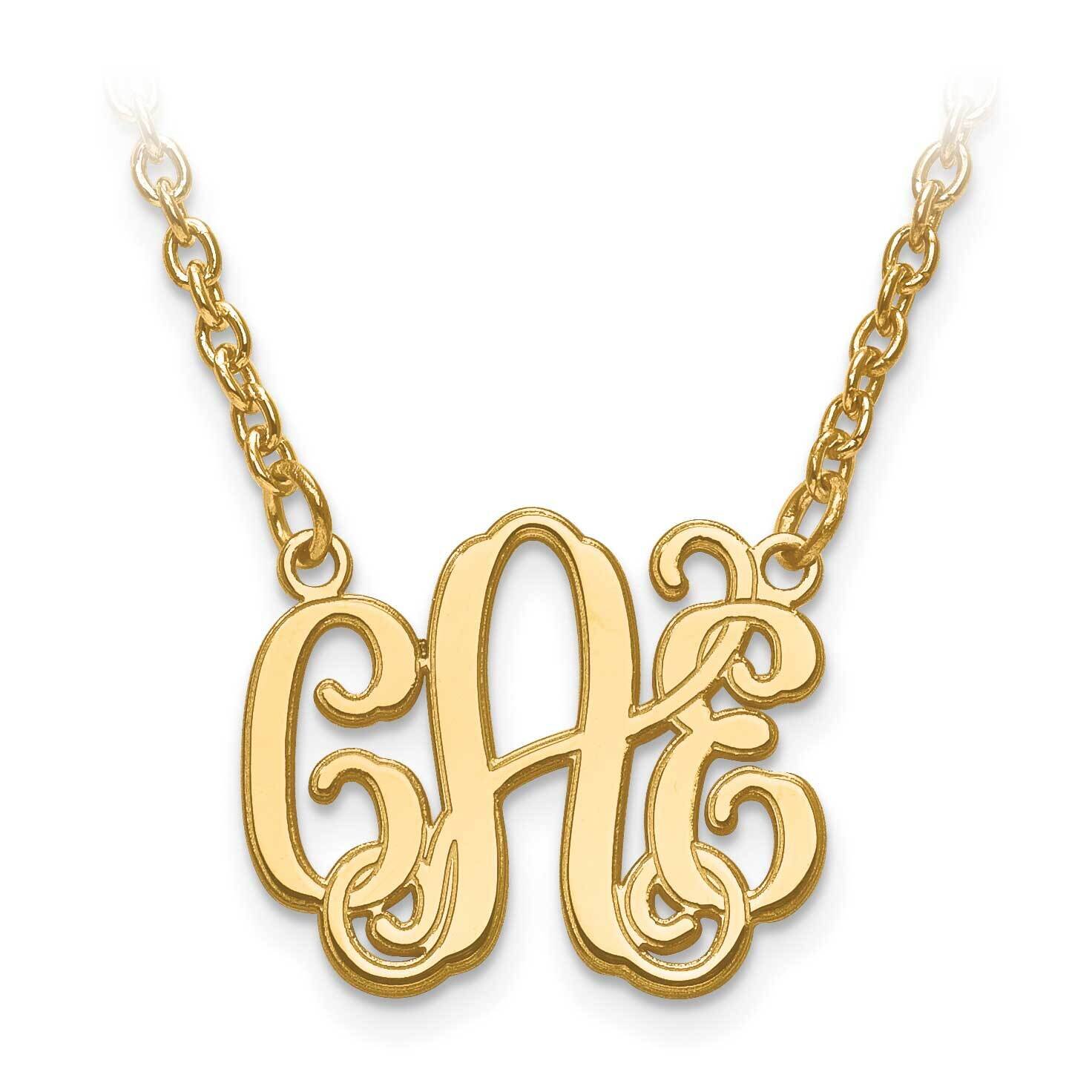 XS Laser Polished Etched Outline Monogram with Chain Gold-plated Silver XNA538GP, MPN: XNA538GP, 88…