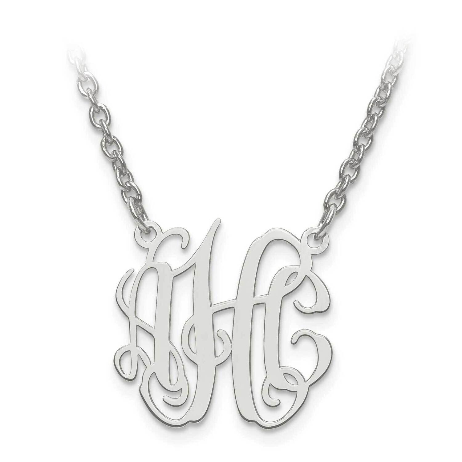 XS Laser Circular Shaped Monogram Plate with Chain Sterling Silver Rhodium-plated XNA546SS