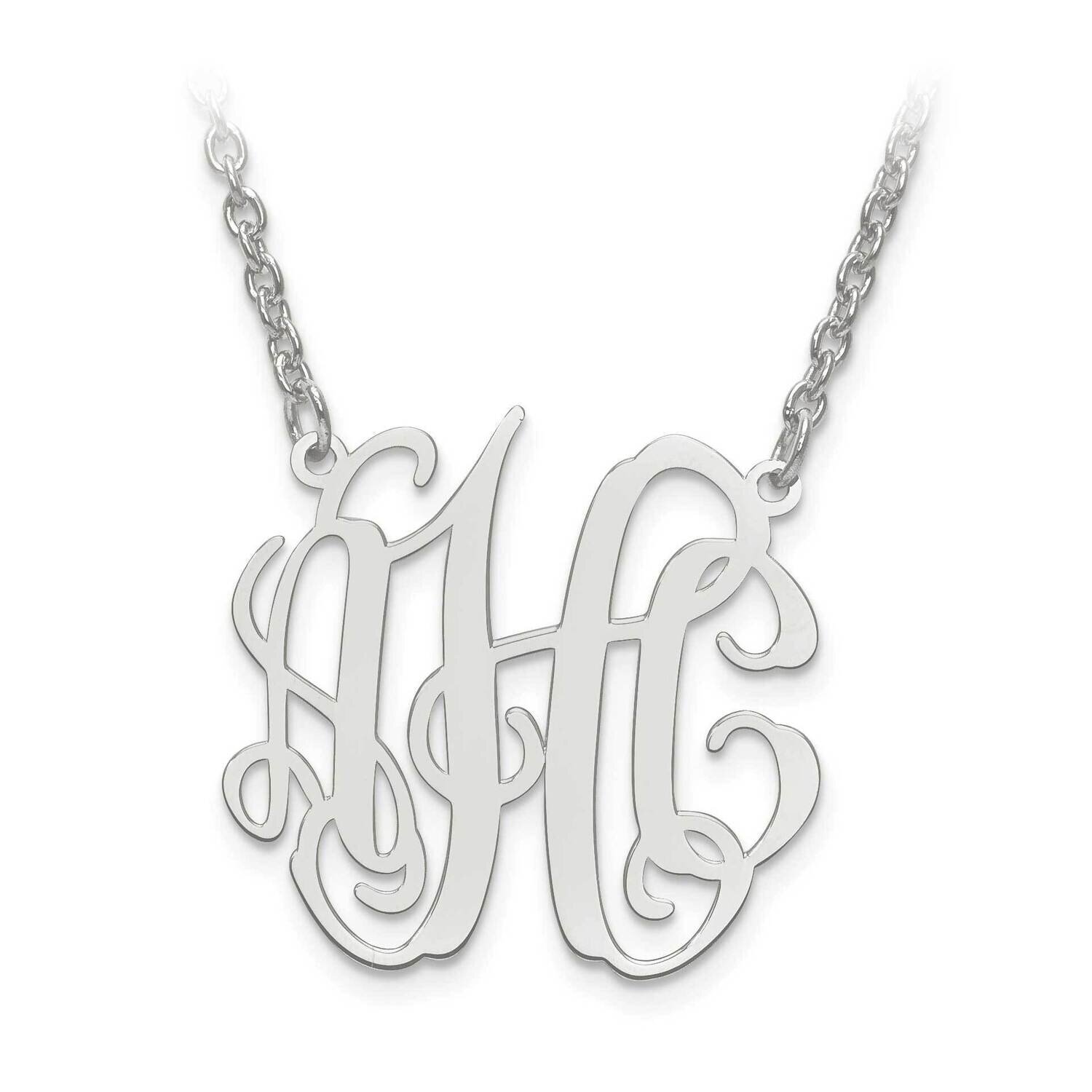 S Laser Polished Circular Shaped Monogram Plate with Chain 14k White Gold XNA547W, MPN: XNA547W, 88…