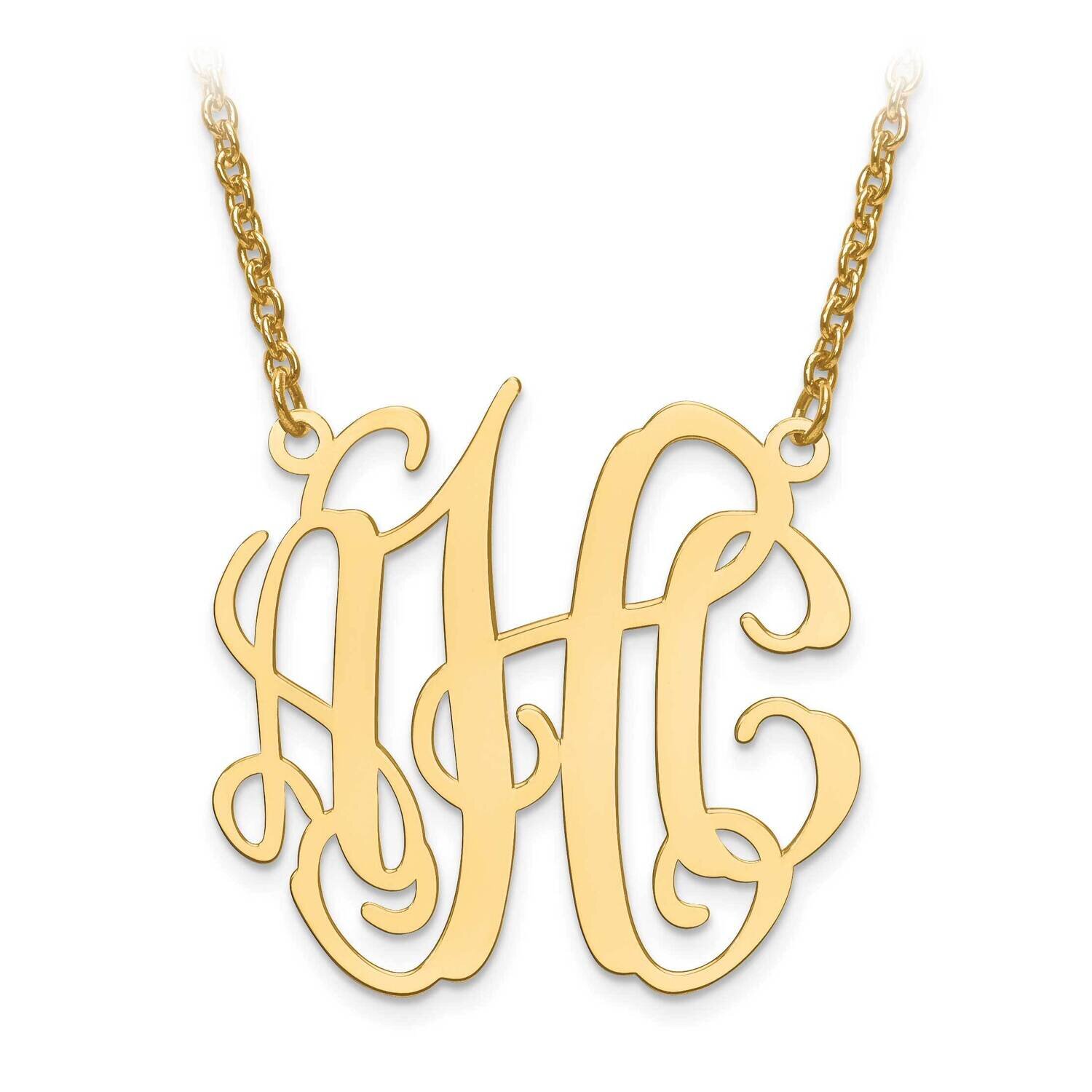 M Laser Polished Circular Shaped Monogram Plate with Chain 14k Gold XNA548Y, MPN: XNA548Y, 88677458…