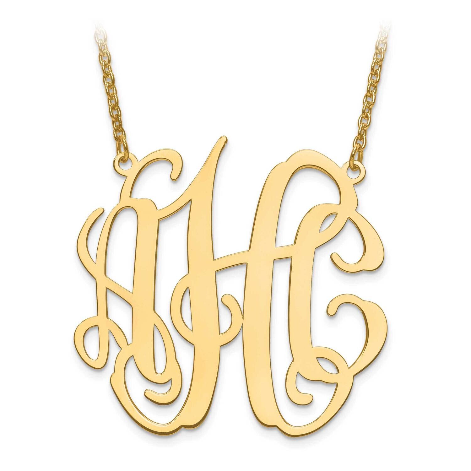 L Laser Circular Shaped Monogram Plate with Chain Gold-plated Silver XNA549GP