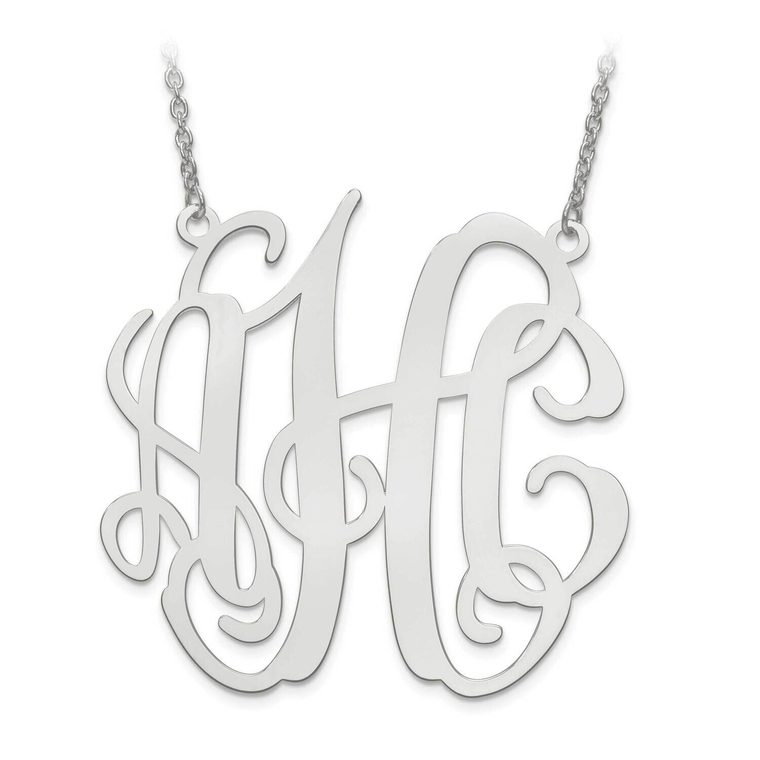 XL Laser Polished Circular Shaped Monogram Plate with Chain 14k White Gold XNA550W, MPN: XNA550W, 8…