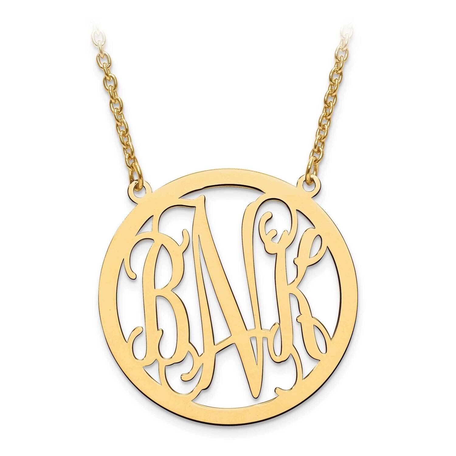Laser Polished Monogram Circle Pendant with Chain Gold-plated Silver XNA563GP, MPN: XNA563GP, 88677…
