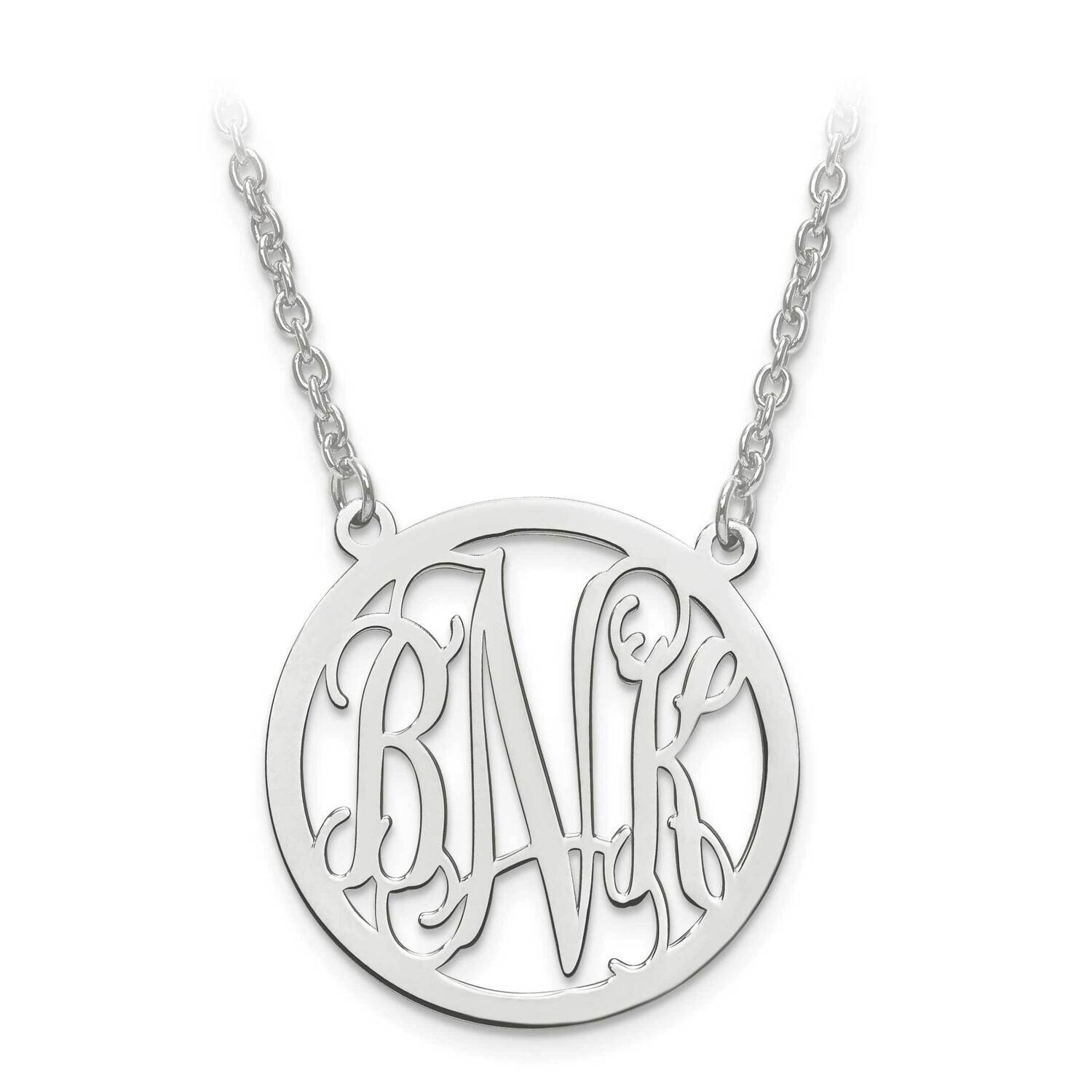 Monogram Circle Pendant with Chain 14k White Gold Laser Polished XNA564W, MPN: XNA564W, 886774554419