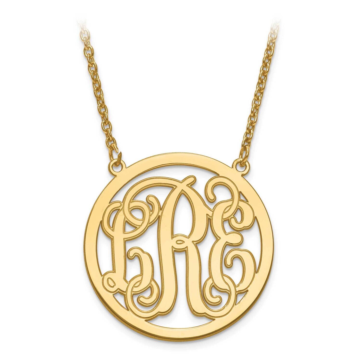 Etched Outline Monogram Circle Pendant with Chain Gold-plated Silver XNA565GP