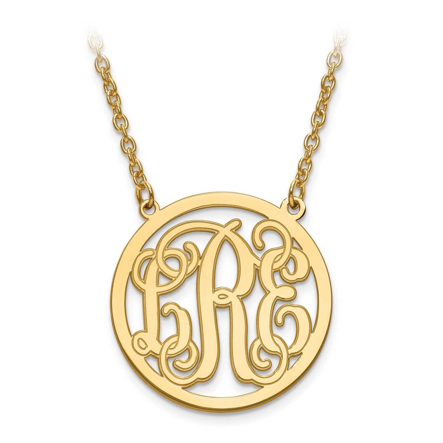 Etched Outline Monogram Circle Pendant with Chain Gold-plated Silver XNA566GP