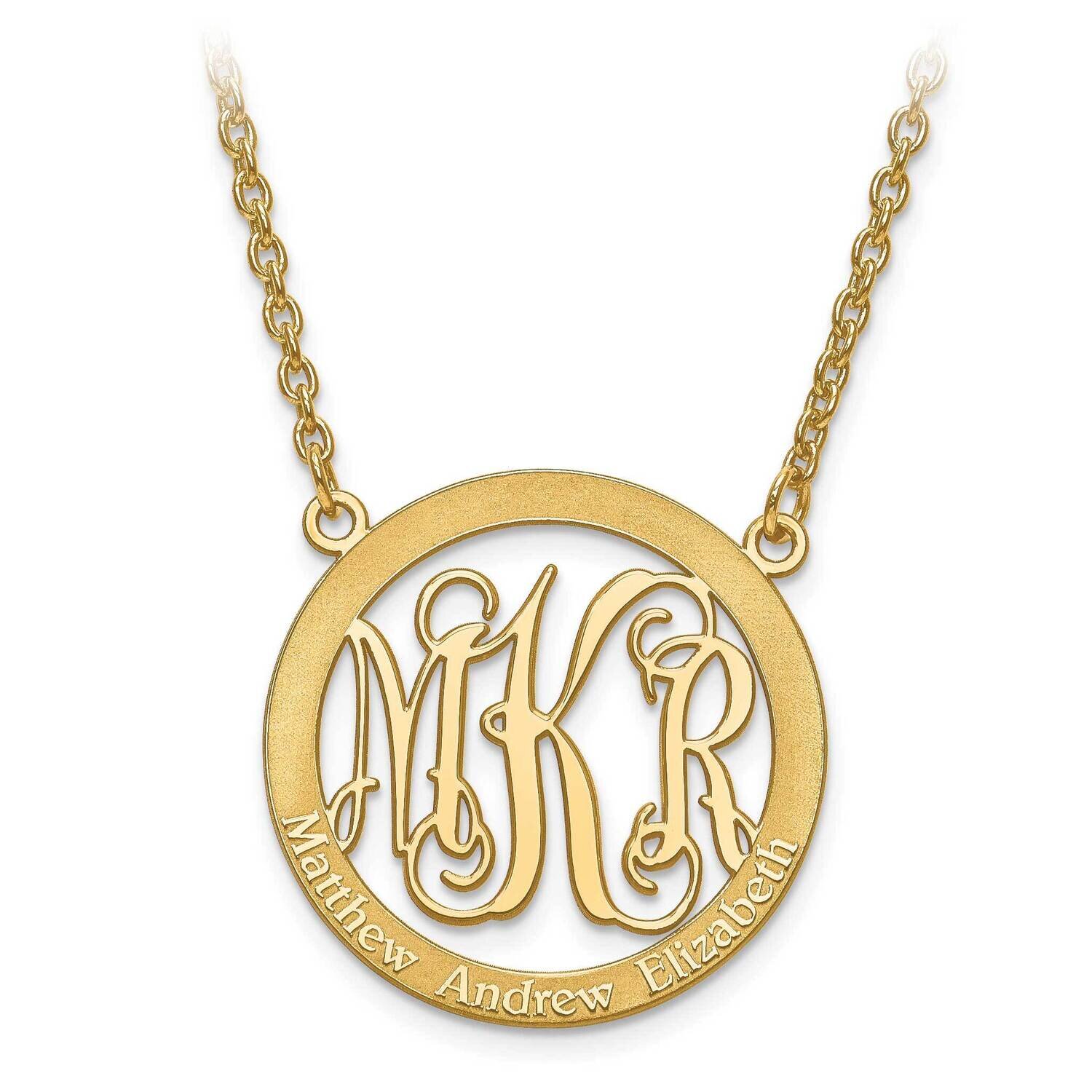 Family Monogram Pendant with Chain 14k Gold Laser XNA569Y