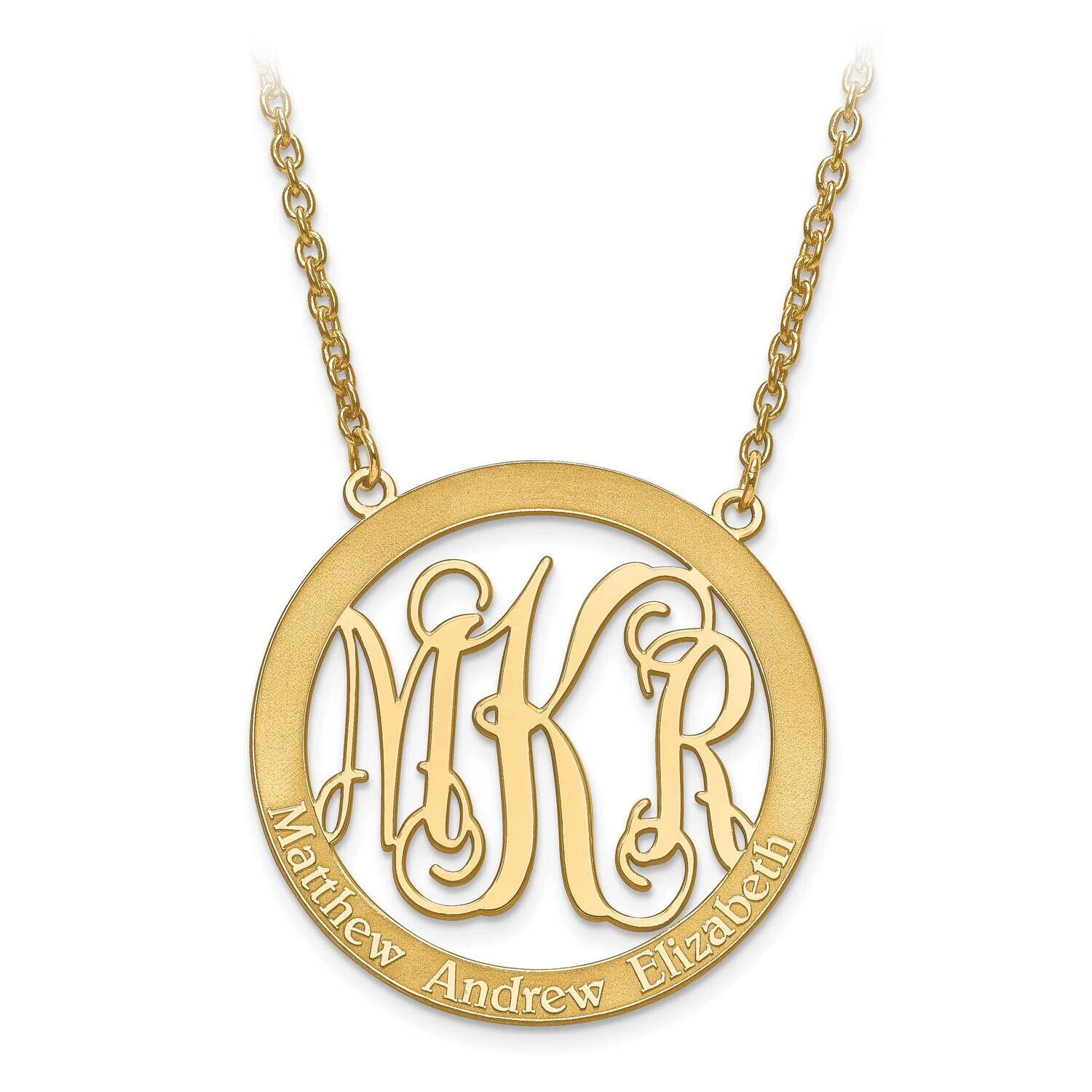 Family Monogram Pendant with Chain 14k Gold Laser XNA570Y