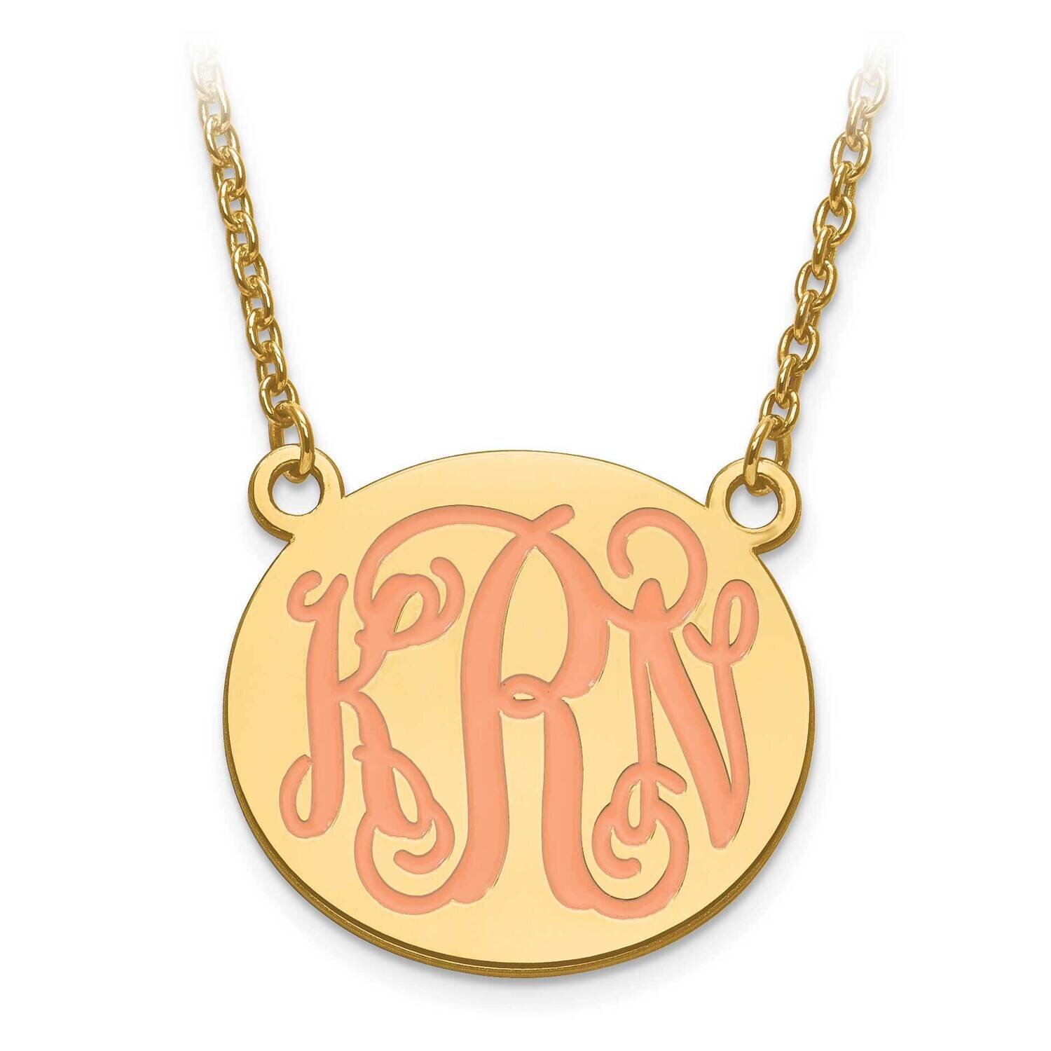 Medium Polished Enameled Monogram Plate with Chain Gold-plated Silver XNA584GP, MPN: XNA584GP, 8867…
