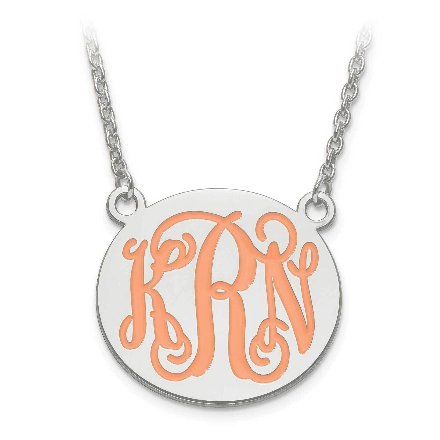 Medium Polished Enameled Monogram Plate with Chain Sterling Silver Rhodium-plated XNA584SS, MPN: XN…
