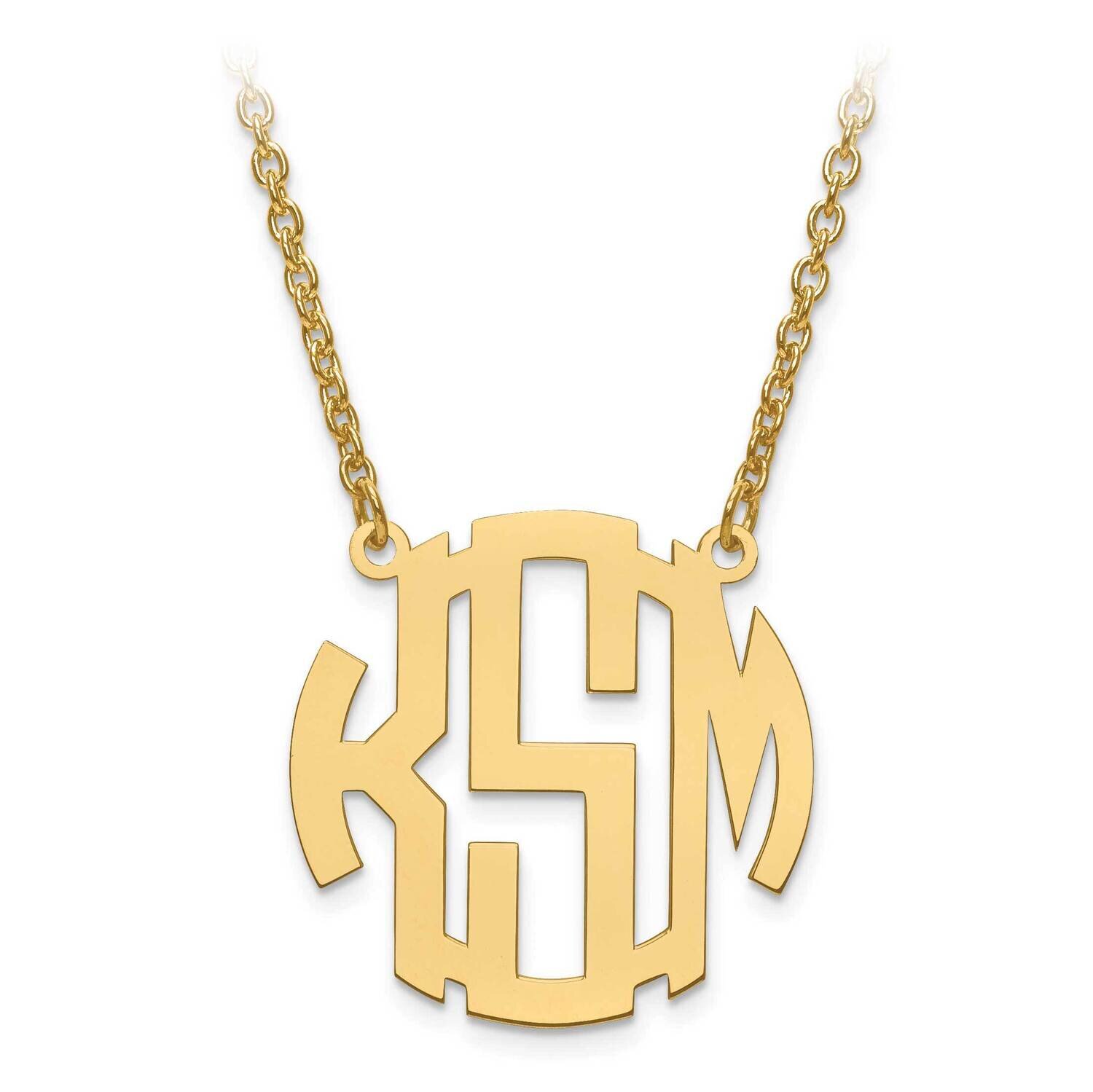 Small Block Letter Circular Monogram Plate with Chain Gold-plated Silver XNA588GP, MPN: XNA588GP, 8…