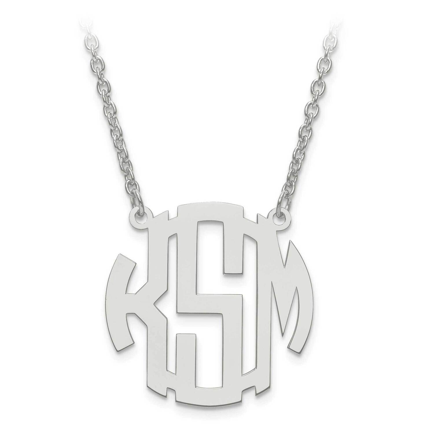 Small Block Letter Circular Monogram Plate with Chain Sterling Silver Rhodium-plated XNA588SS