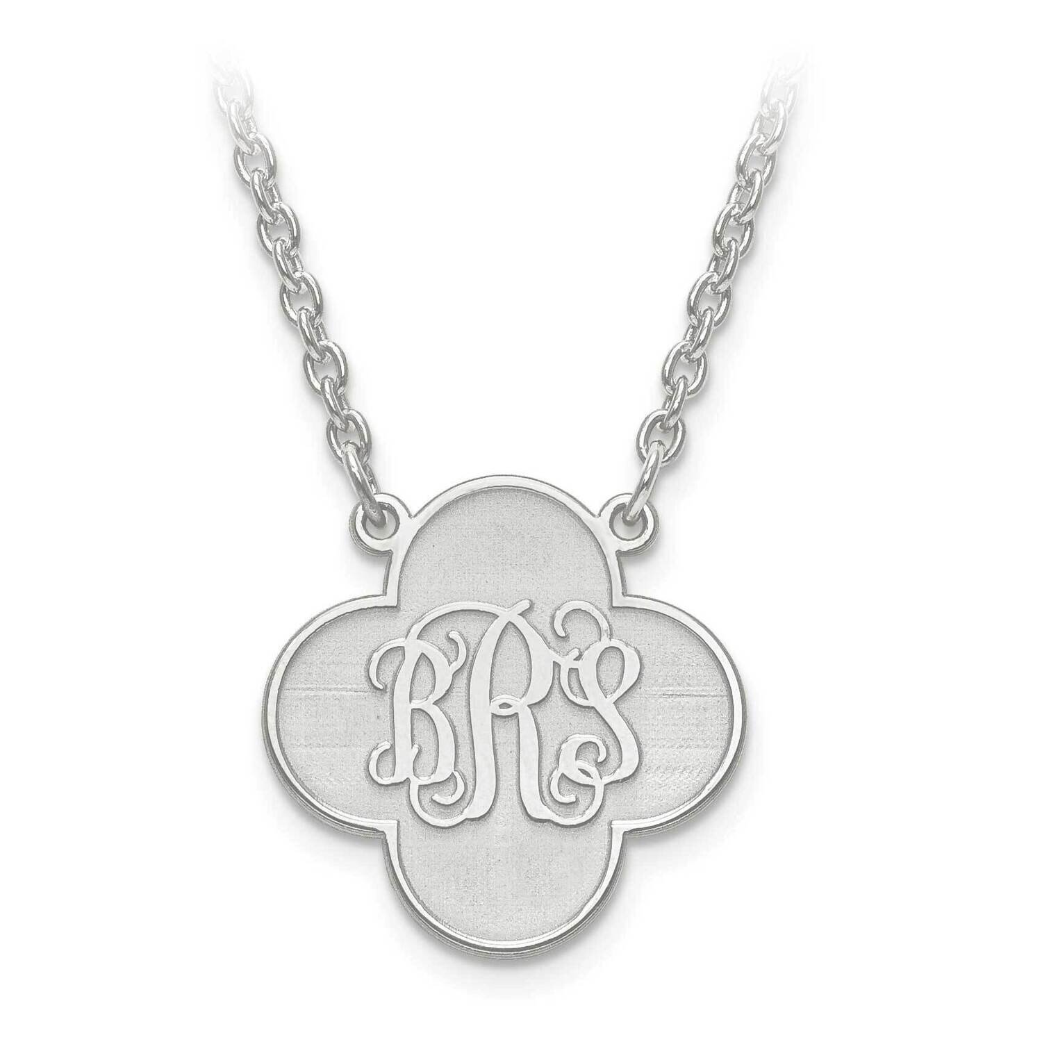 Clover Monogram Pendant with Chain Sterling Silver Rhodium-plated XNA601SS