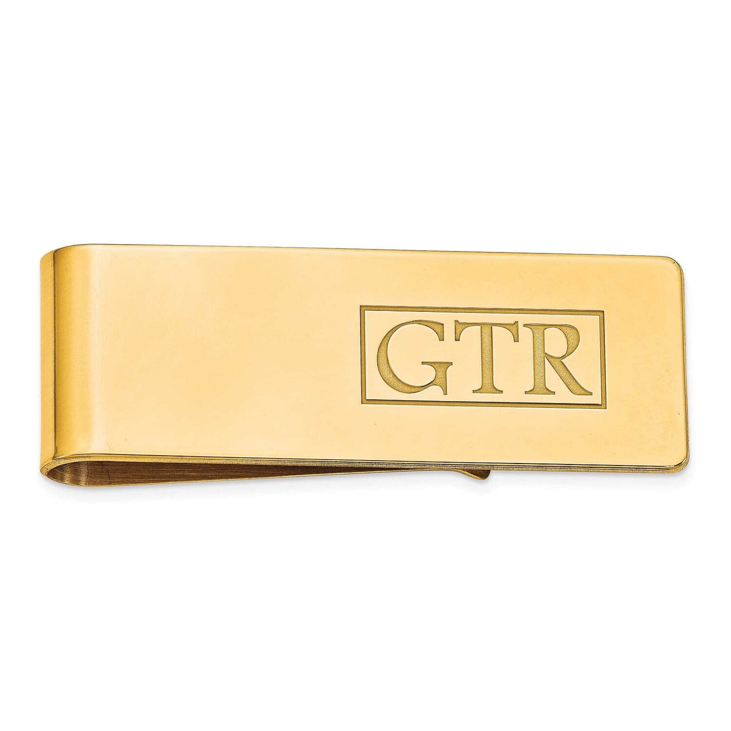 Recessed Letters Polished Monogram Money Clip Gold-plated Silver XNA605GP