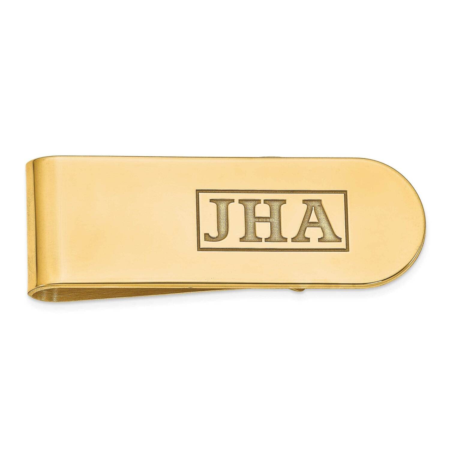 Recessed Letters Polished Monogram Money Clip Gold-plated Silver XNA606GP