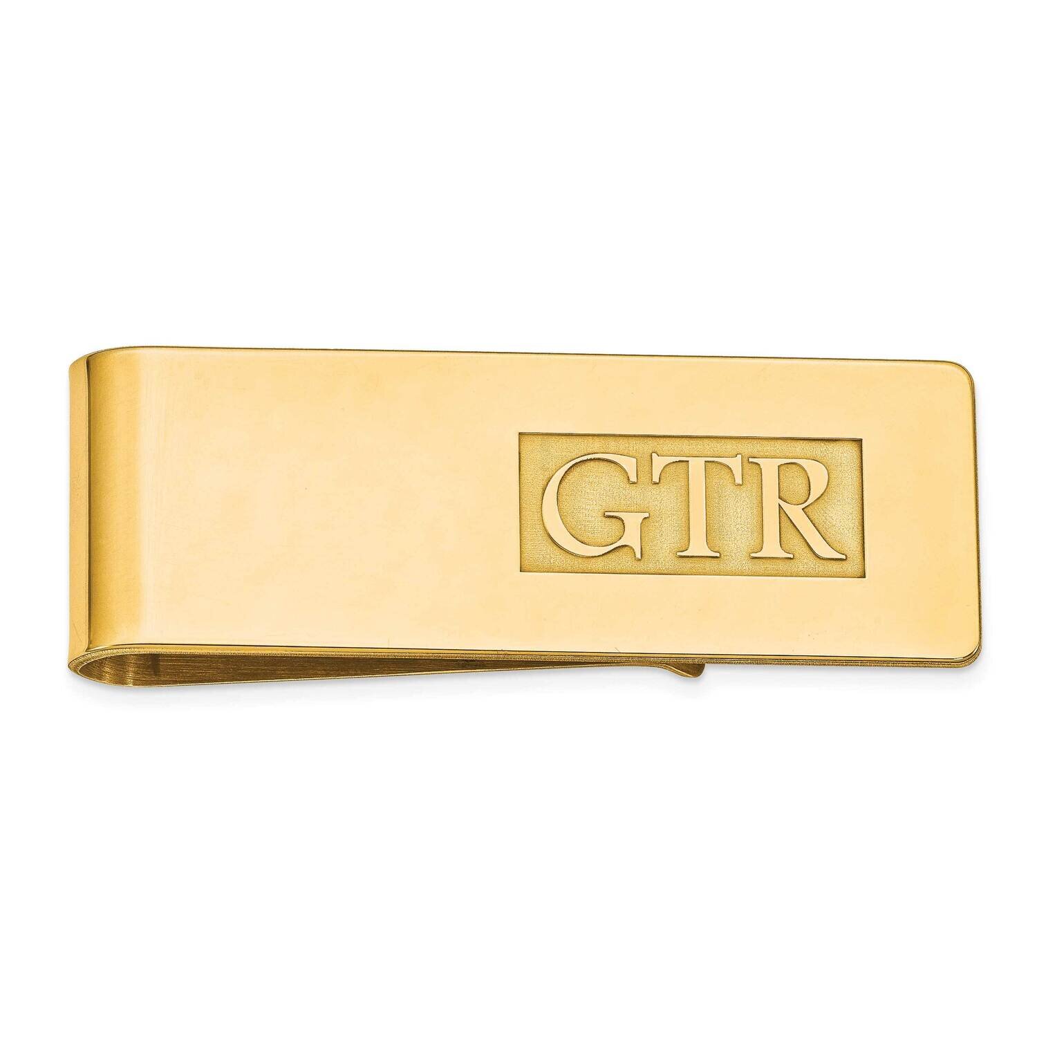 Raised Letters Polished Monogram Money Clip 14k Gold XNA607Y