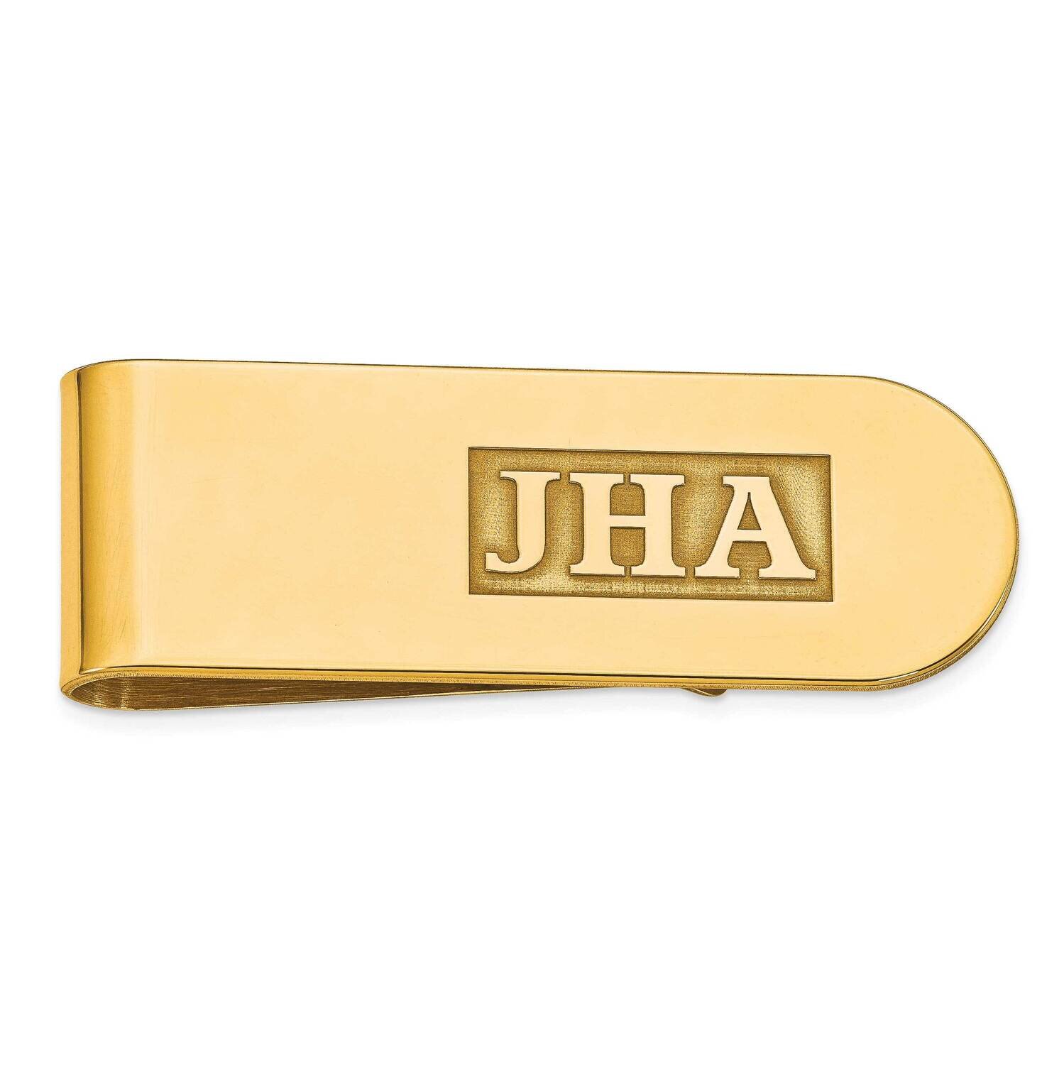 Raised Letters Polished Monogram Money Clip Gold-plated Silver XNA608GP