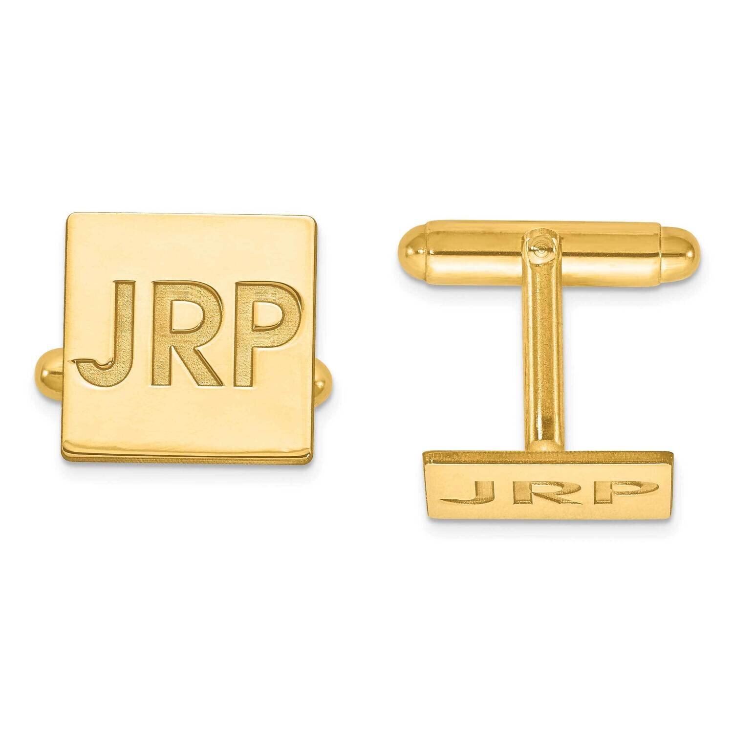Recessed Letters Square Monogram Cuff Links Gold-plated Silver XNA611GP