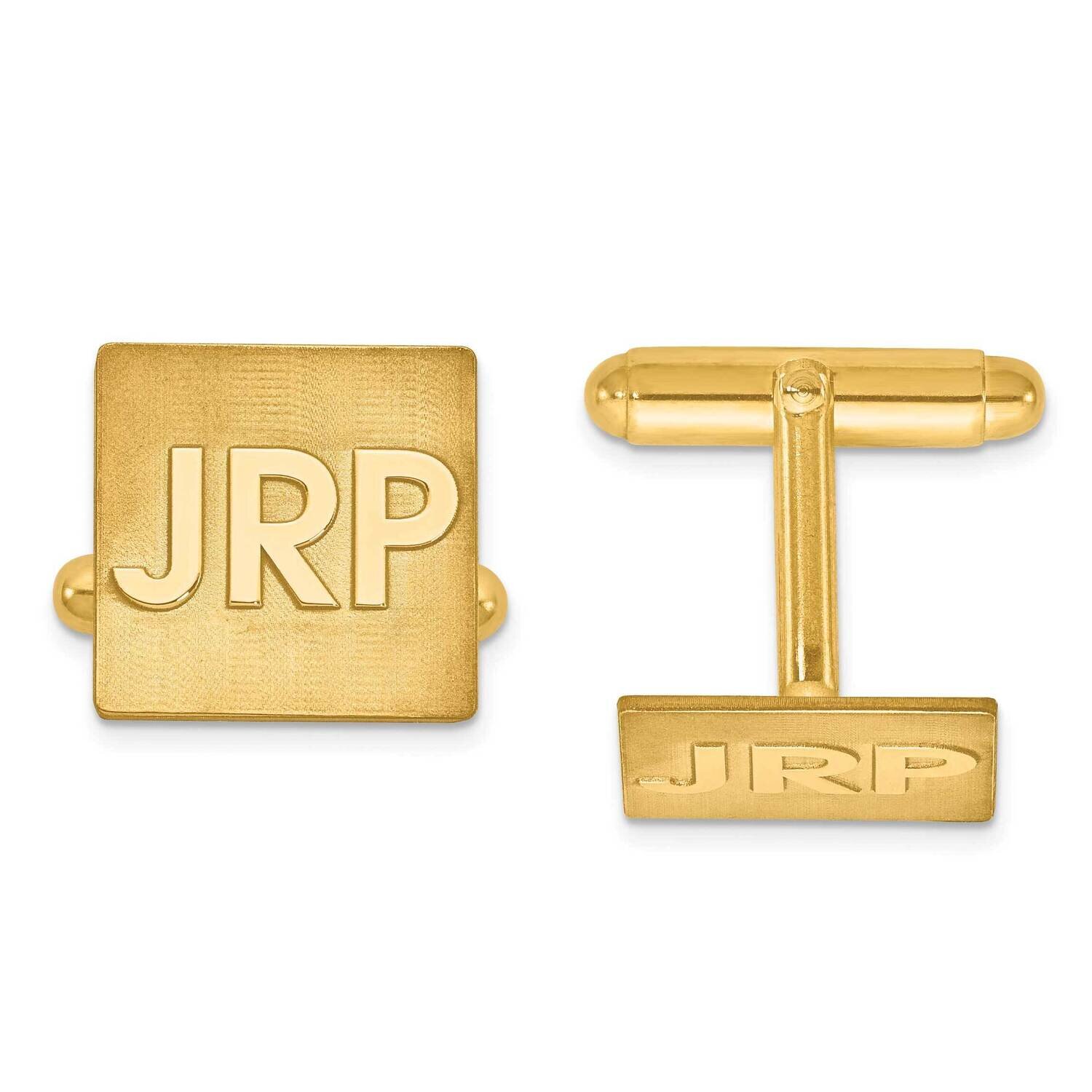 Raised Letters Square Monogram Cuff Links Gold-plated Silver XNA612GP