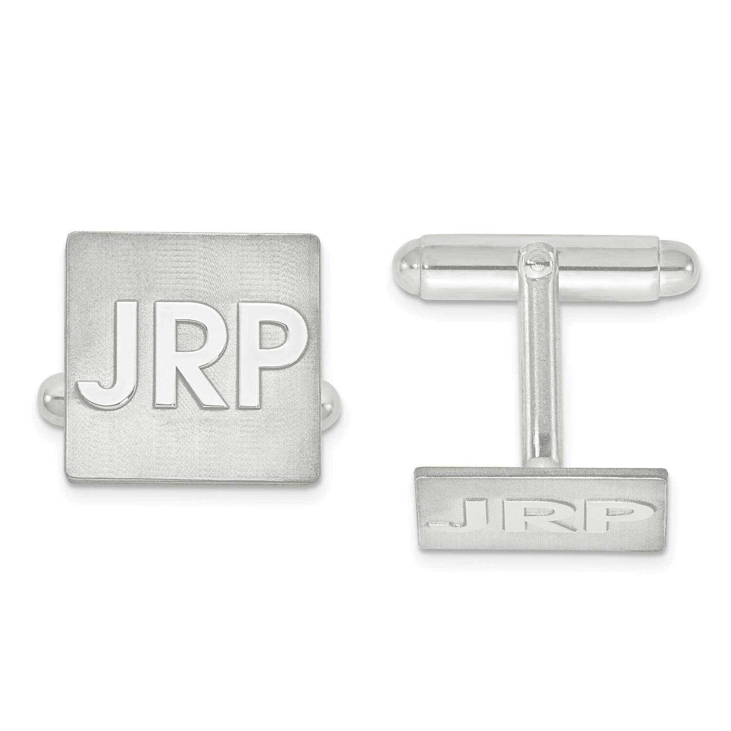 Raised Letters Square Monogram Cuff Links 14k White Gold XNA612W