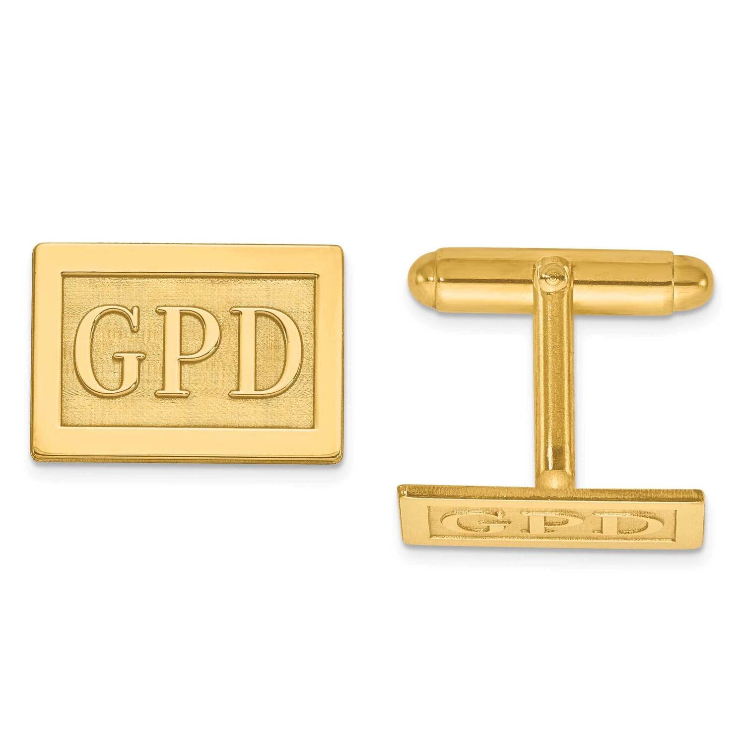Raised Letters Rectangle Monogram Cuff Links 14k Gold XNA614Y