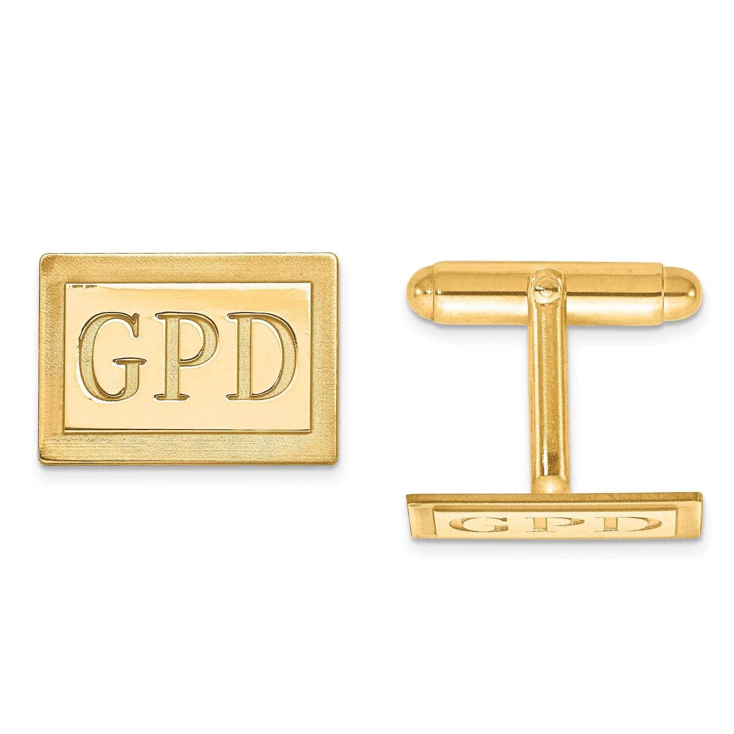 Recessed Letters Rectangle Monogram Cuff Links Gold-plated Silver XNA615GP
