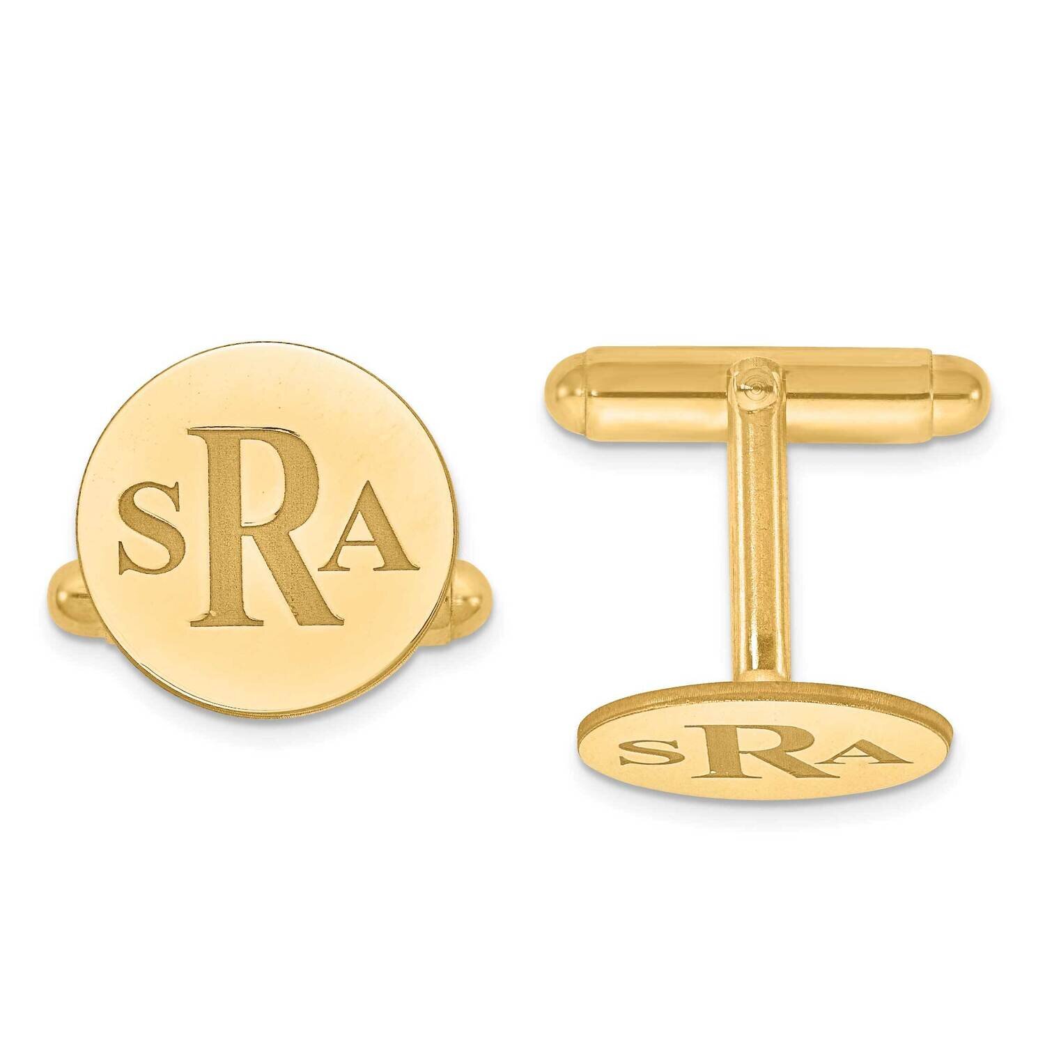 Recessed Letters Circle Monogram Cuff Links 14k Gold XNA617Y