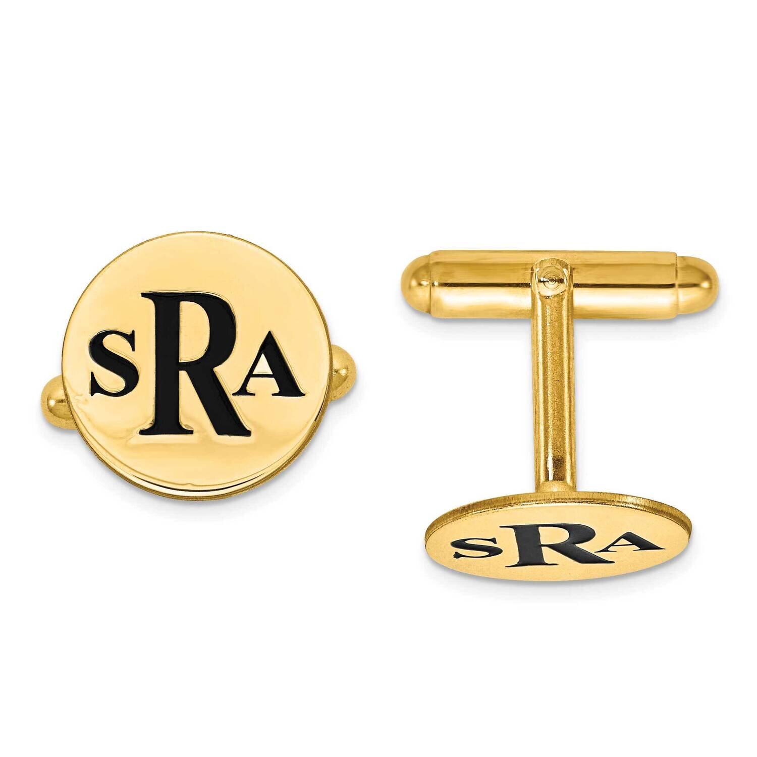 Enameled Letters Circle Monogram Cuff Links Gold-plated Silver XNA619GP