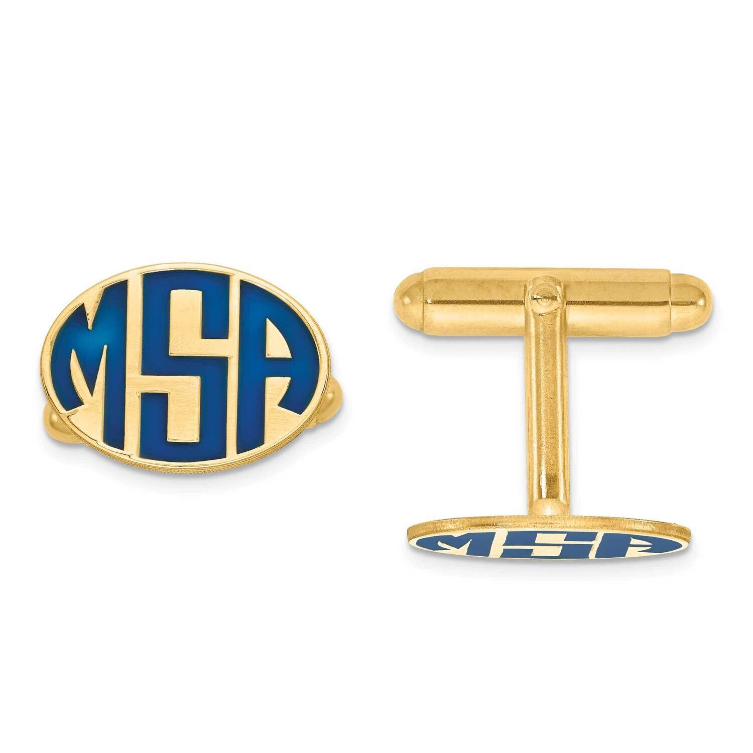 Enameled Letters Oval Monogram Cuff Links Gold-plated Silver XNA622GP