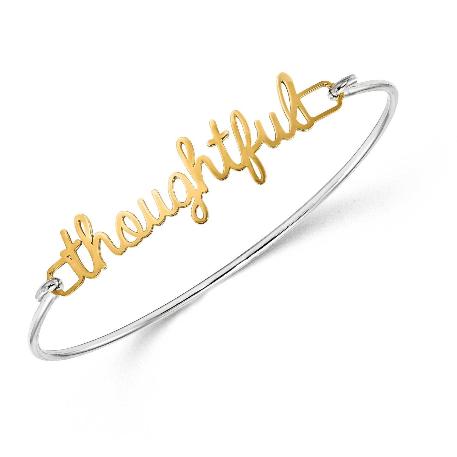 Laser Polished Name Word Plate on SS Bangle Gold-plated Silver XNA627GP