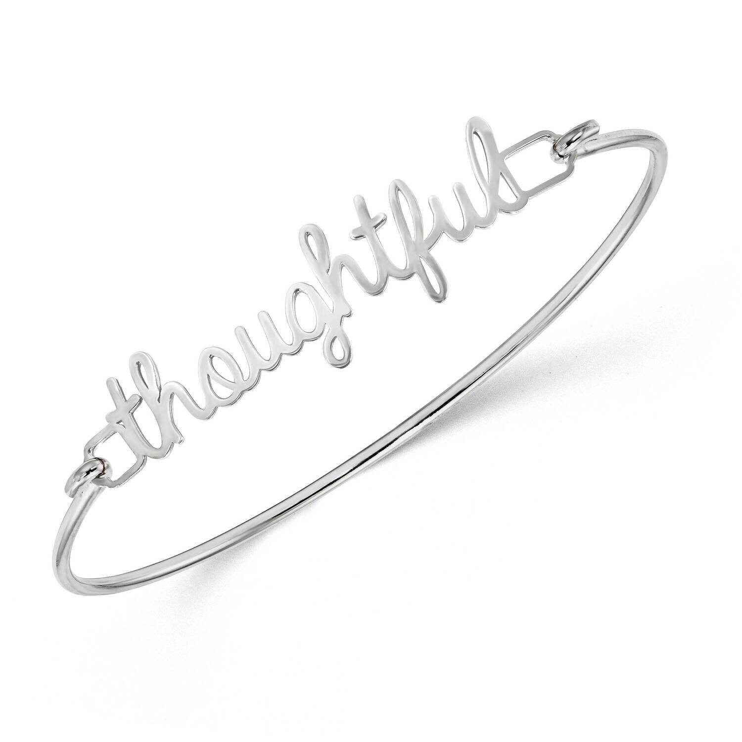 Laser Polished Name Word Plate on Bangle Sterling Silver Rhodium-plated XNA627SS