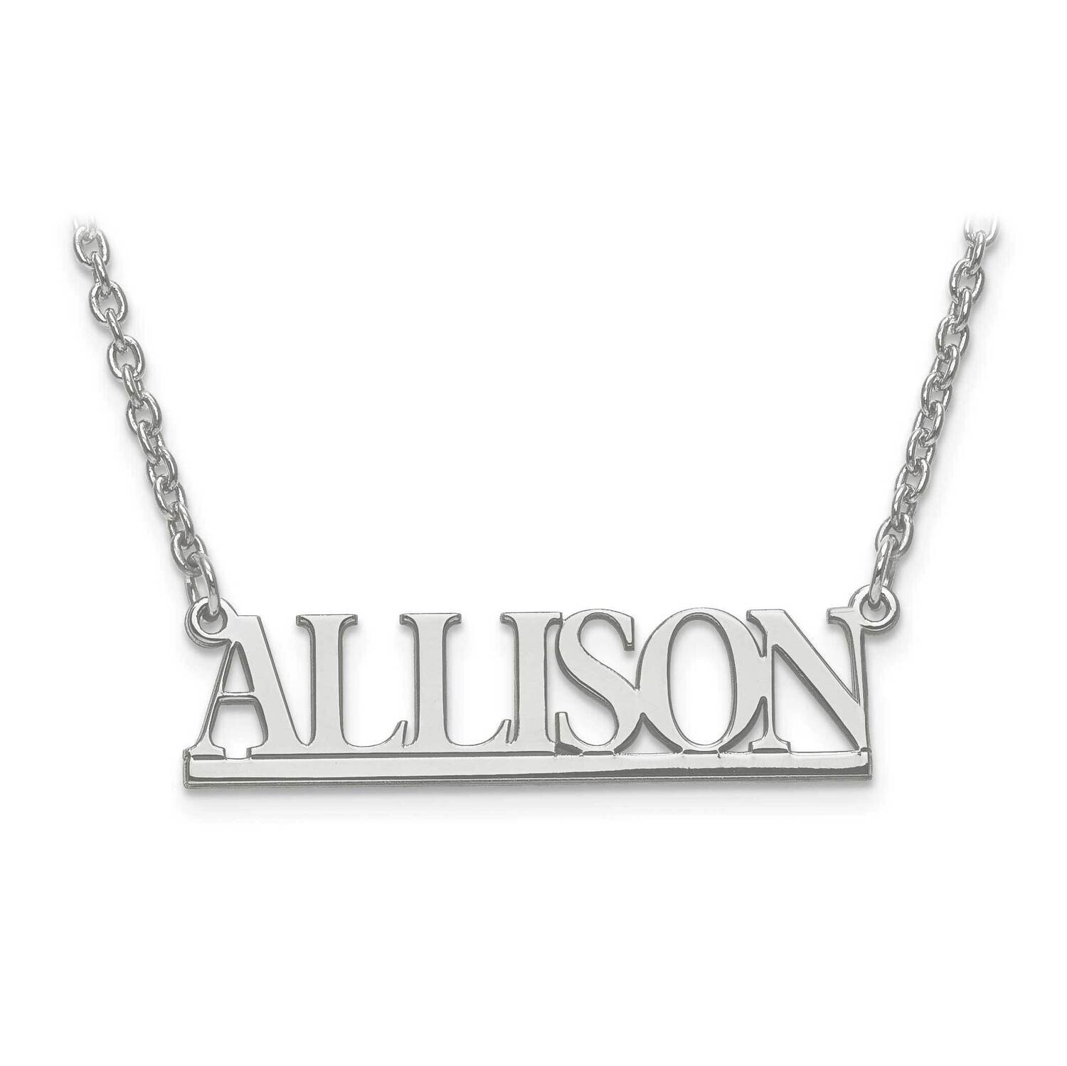 Small Laser Polished Nameplate with Chain Sterling Silver Rhodium-plated XNA629SS, MPN: XNA629SS, 1…