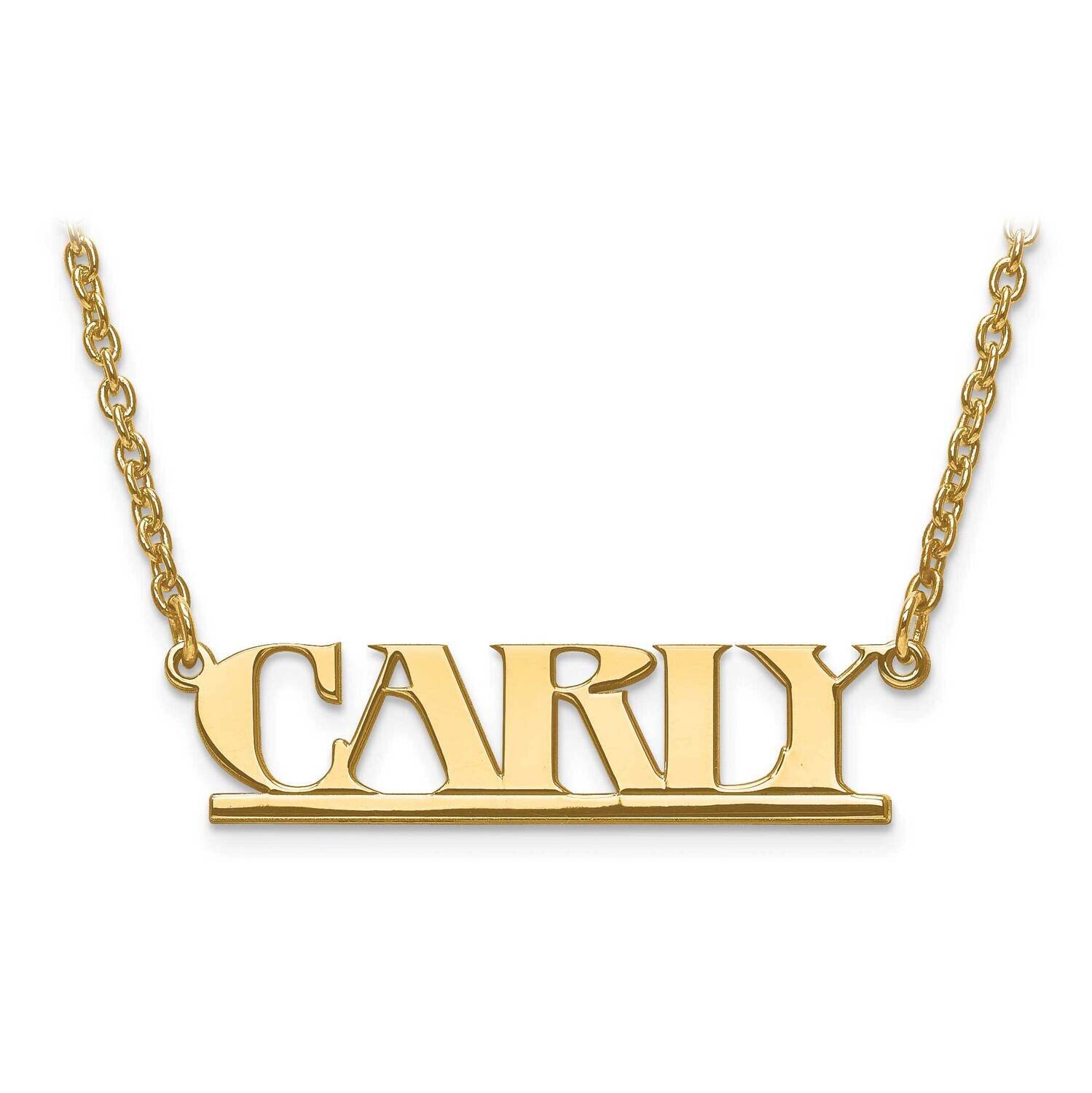 Small Laser Polished All Caps Nameplate with Chain Gold-plated Silver XNA631GP, MPN: XNA631GP, 1911…