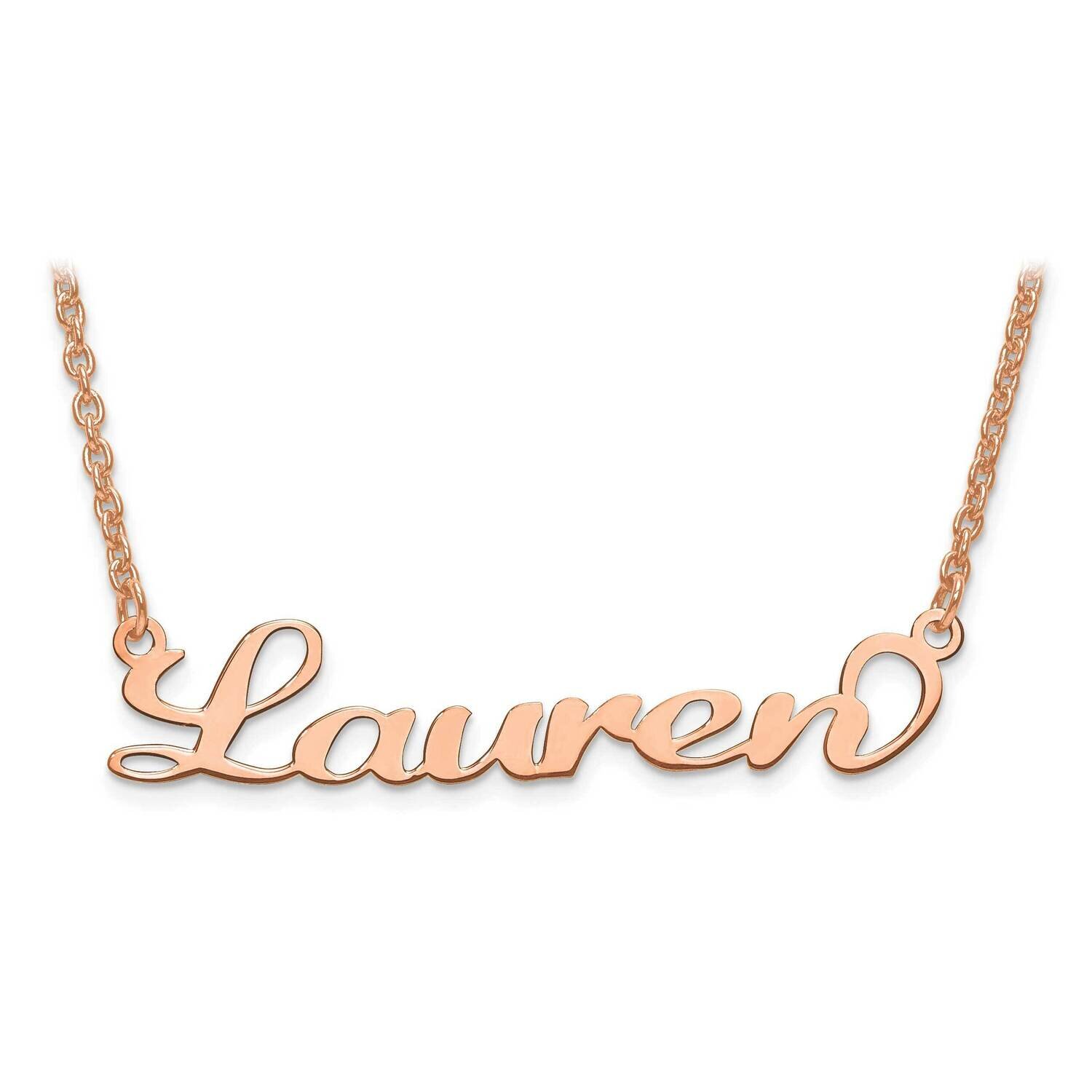 Rose Plated Laser Polished Nameplate with Chain Sterling Silver Rhodium-plated XNA634RP, MPN: XNA63…